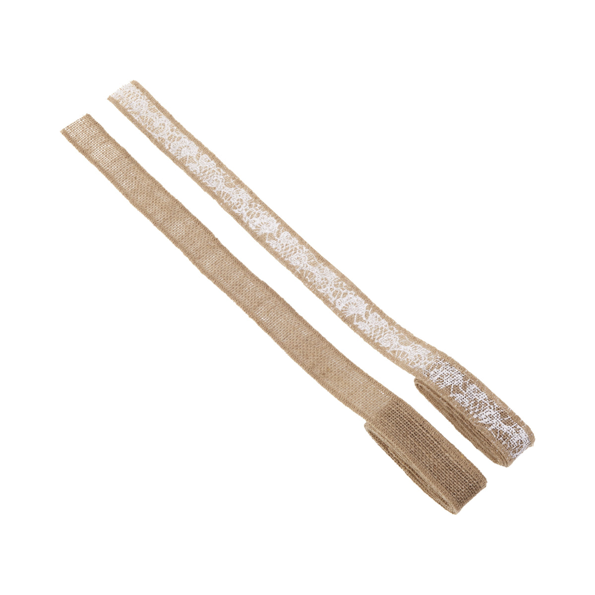 Love, Laugh, Craft Burlap Ribbon Set, 1.5"W x 3-Yds, Natural/White Stripe