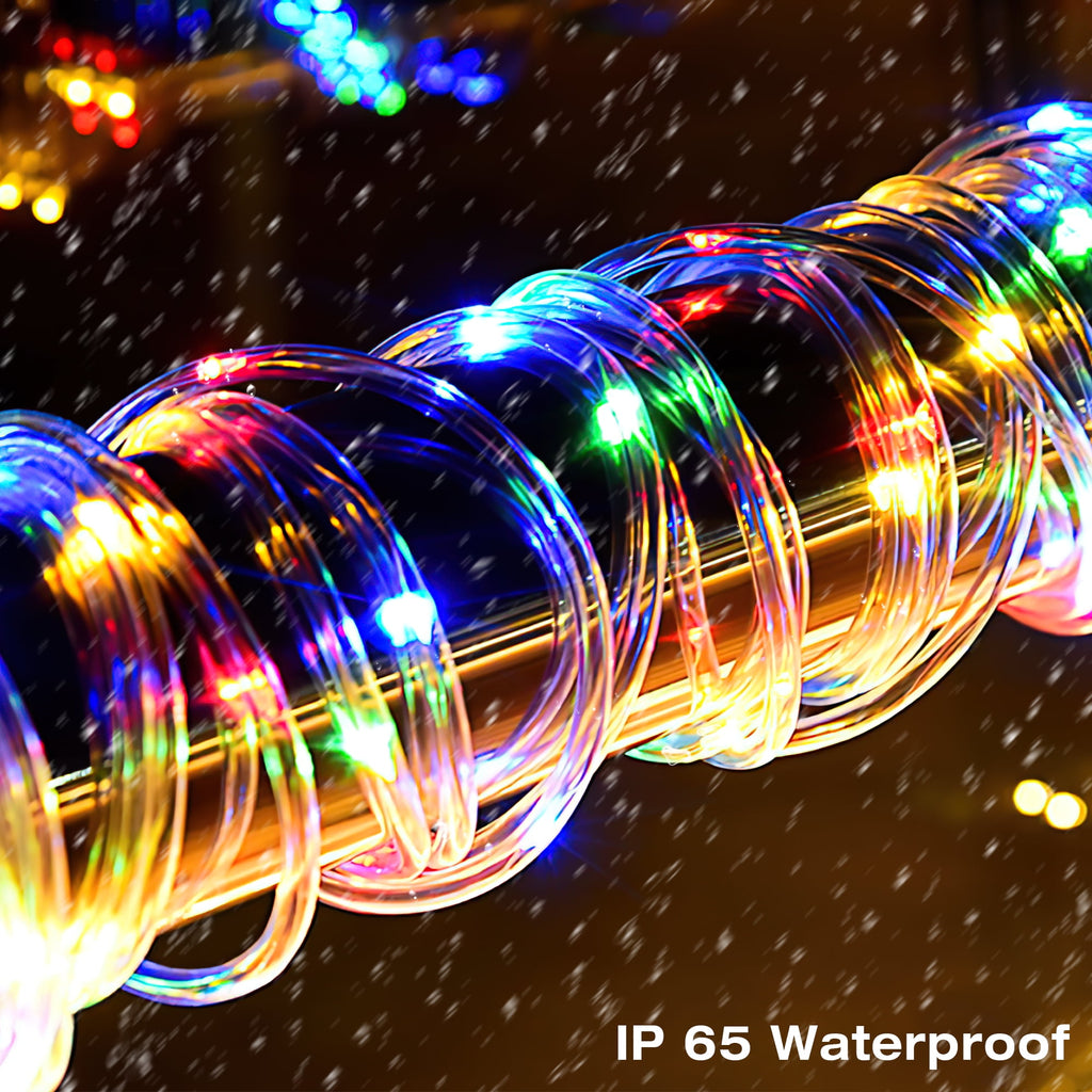 DAYBETTER Solar Outdoor Rope Lights, 33Ft Multi-color Waterproof Lights with 100 LEDs for Outside Tree Fence Yard Christmas Lighting Decoration