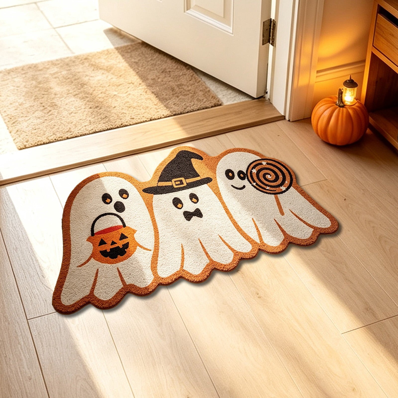 Yhmxh Halloween Bathroom Rugs, Halloween Pumpkin Bath Mats, Farmhouse Halloween Rugs for Bathroom Decorations for The Home, Holiday Cute Pumpkin Decor Non-Slip 15.7x23.6 Inches