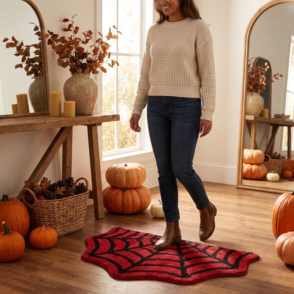 Yhmxh Halloween Bathroom Rugs, Halloween Pumpkin Bath Mats, Farmhouse Halloween Rugs for Bathroom Decorations for The Home, Holiday Cute Pumpkin Decor Non-Slip 15.7x23.6 Inches