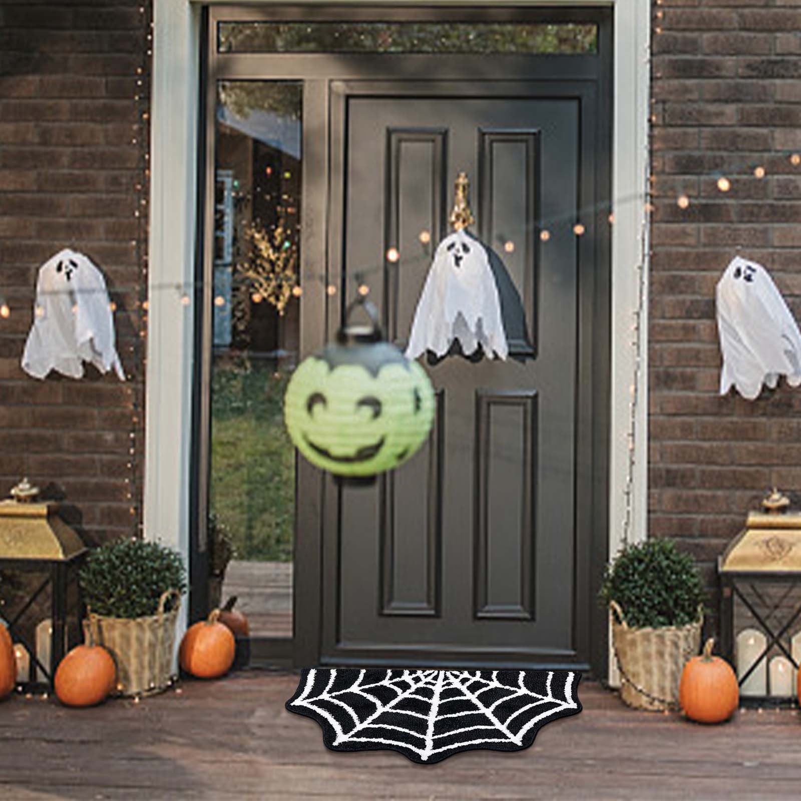 Harliver Spider Web Gothic Cute Fun Halloween Floor Mat, Non Slip Washable Welcome Door Mat, Fall Thanksgiving Rugs for Indoor Outdoor Entrance Home Bathroom Living Room Decor (Black)