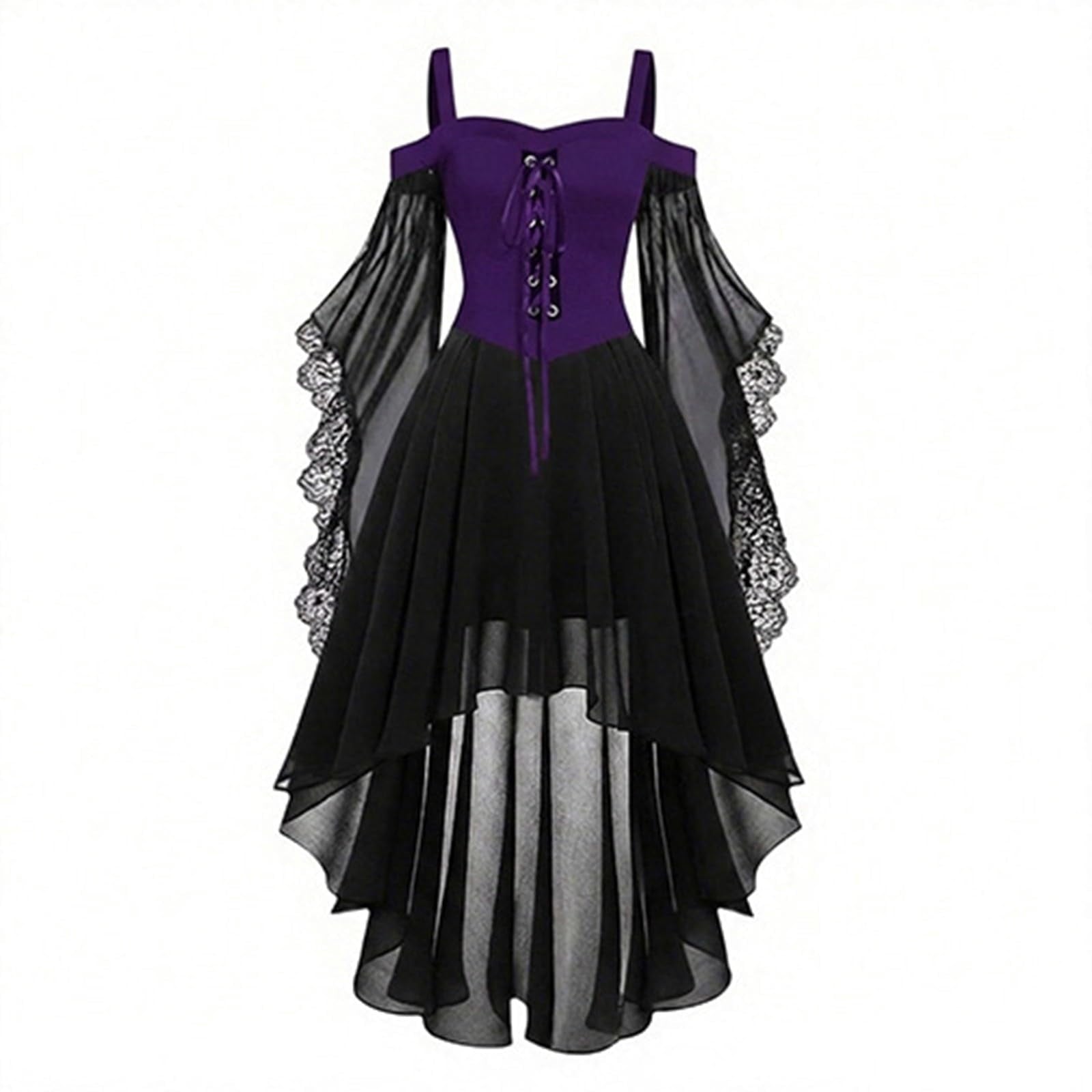 Witch Dress Women 2026 Halloween Costumes Woman Adults Medieval Vampire Butterfly Sleeve Mesh Gothic Outfits Red S