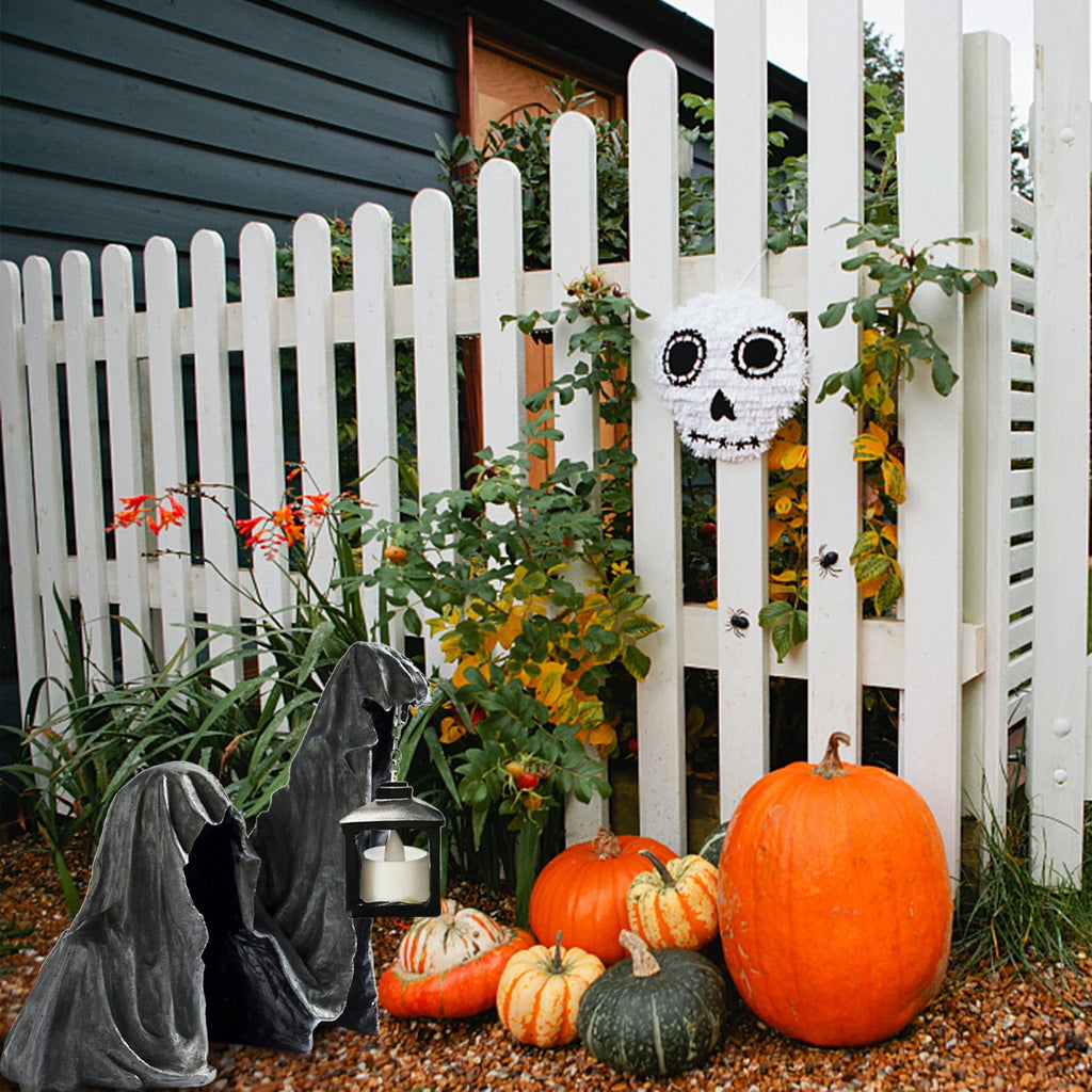 Fridja Hell's Messenger with Lantern, The Ghost Looking for Light Realistic Resin Ghost Sculpture for Halloween Home Garden Decoration Halloween Decorations