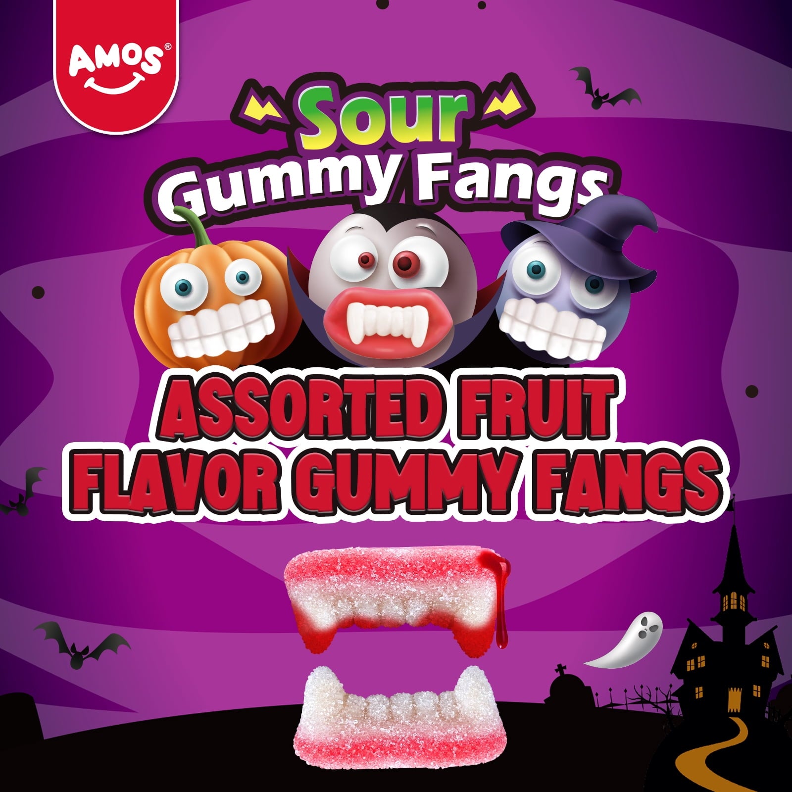 AMOS Cotton Candy Halloween Pizza, Eyeballs Candy for Party, Gluten-Free, 6 Count, 6.35 oz