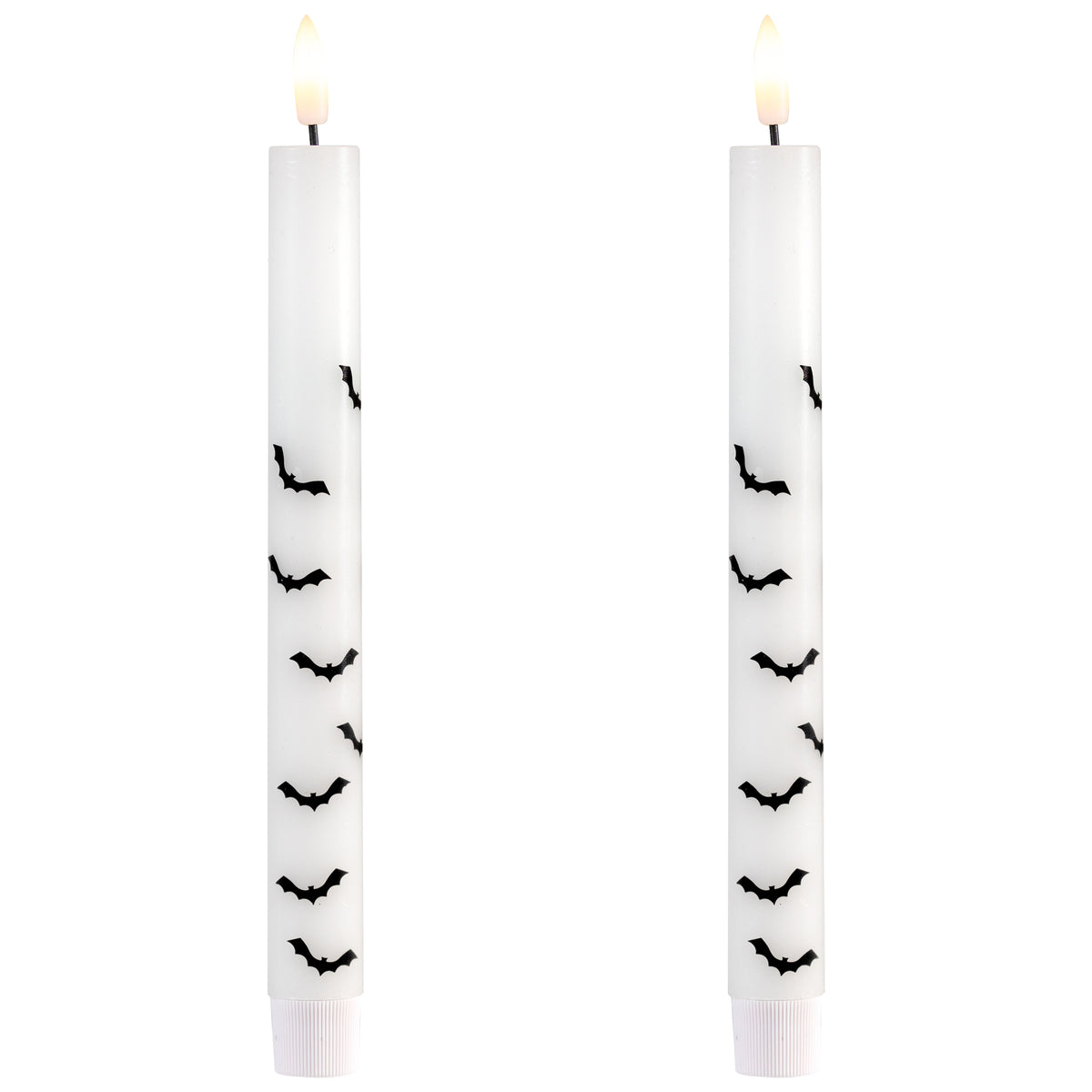 Northlight LED Flickering Flameless Wax Tapered Flying Bats Halloween Candles - 9.75" - Set of 2