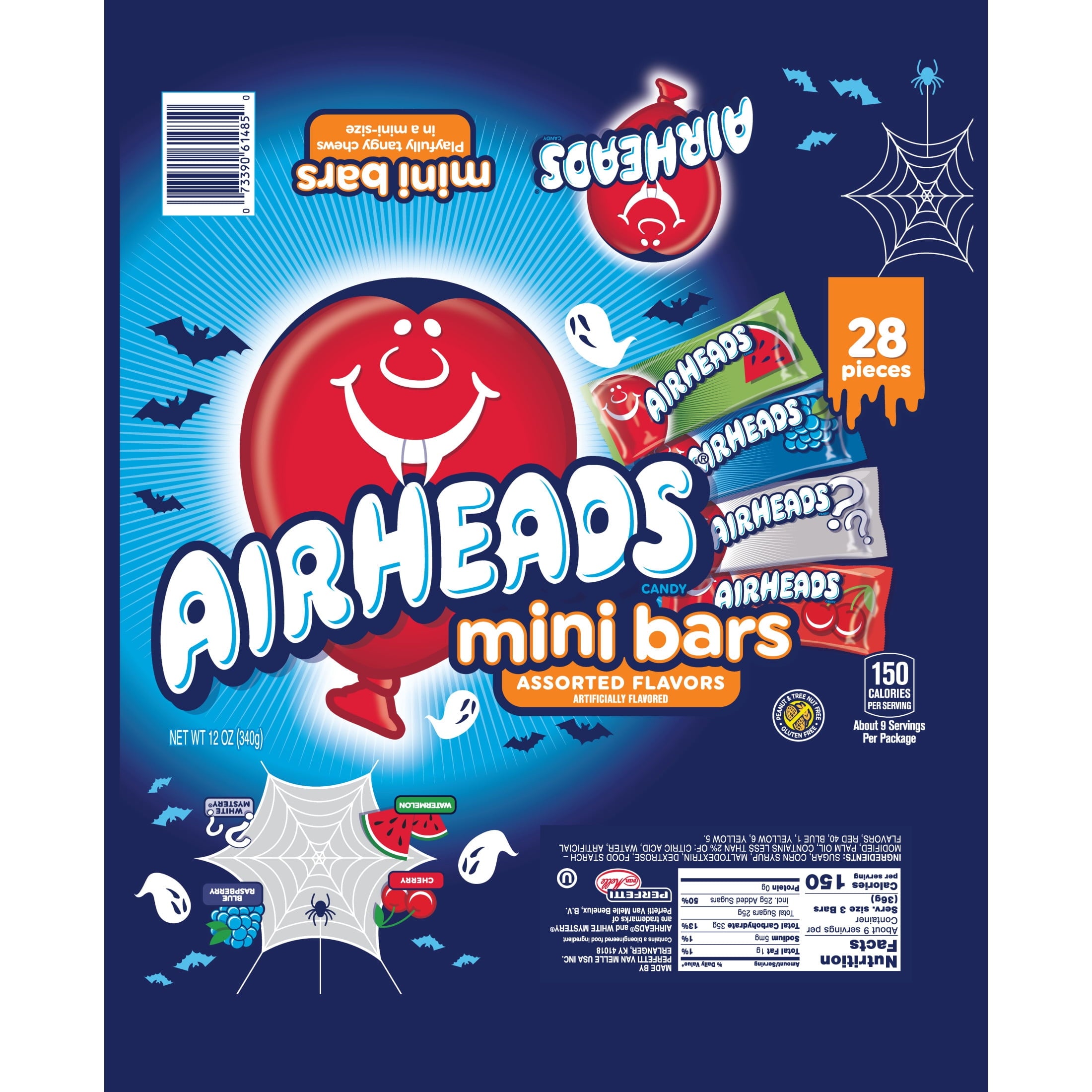 Airheads Halloween Candy Variety Bag, Individually Wrapped Assorted Fruit Mini Bars, Nut Free, 12 oz