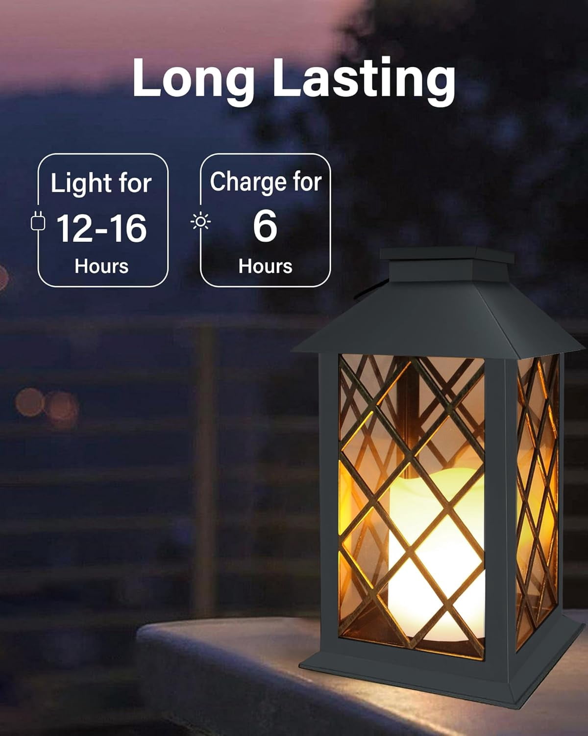 Supbessel Solar Lantern,Outdoor Garden Hanging Lanterns,2 Pack 11Inch Waterproof LED Flickering Flameless Candle Mission Lights for Table,Outdoor,Party Decorative(Black)
