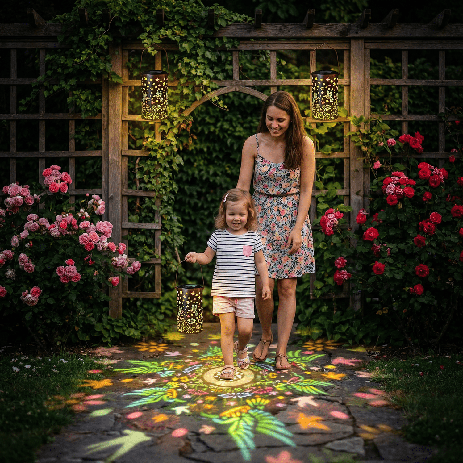 Colorful Solar Lanterns IP65 Outdoor Waterproof, Mother's Day Gifts for Women Mom Grandma - LED Colorful Sunflower Solar Lights Metal Hanging Lantern for Patio Yard Porch