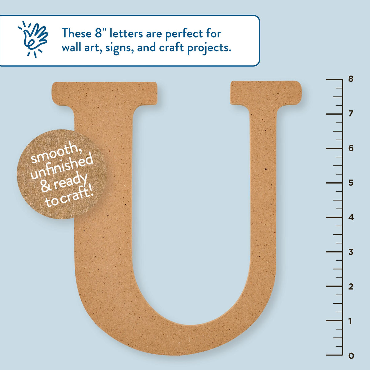 Hello Hobby Surfaces Unfinished Wood MDF Letter A, 8 in