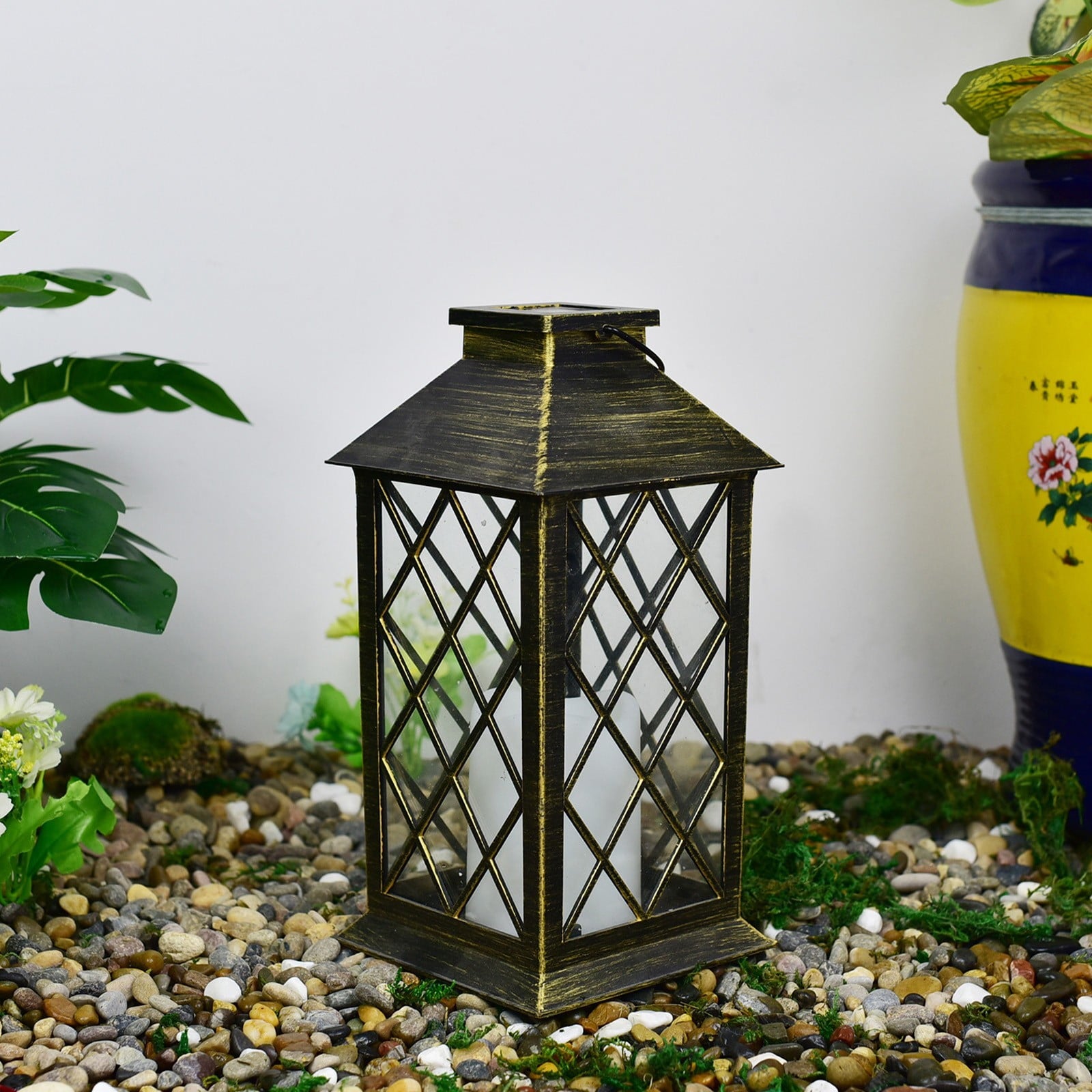 CasaChic Solar Lanterns Outdoor Hanging, Hollowed-Out Metal Decor Lantern LED Light, IP55 Waterproof 6-10h Lighting Auto On/Off, Vintage Design, Patio Garden Yard Tree Decor
