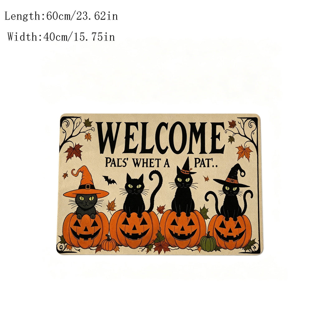 OutmaxHome Halloween Theme Cute Ghost Print Doormat, 15.8x23.6 Inch Non-Slip Absorbent Mat, Easy to Clean, for Front Door, Porch, Farmhouse