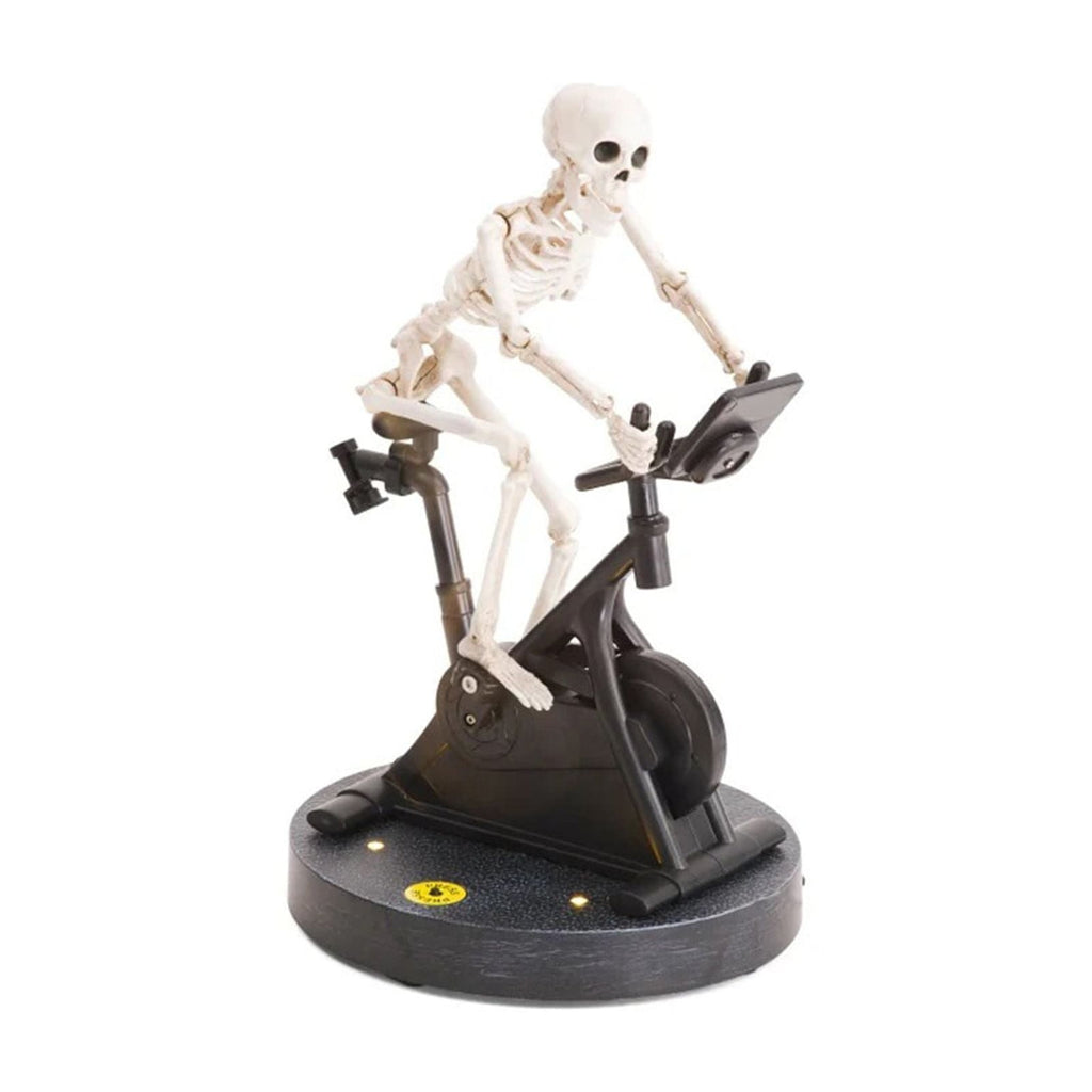 Coollooc Halloween Skeleton, Animated Skeleton Riding Bike 7.8x6 Funny Animatronic Skeleton on Spin Bike Halloween Ornaments, Resin Funny Animatronics Skeleton for Halloween Decor Novelty Gift