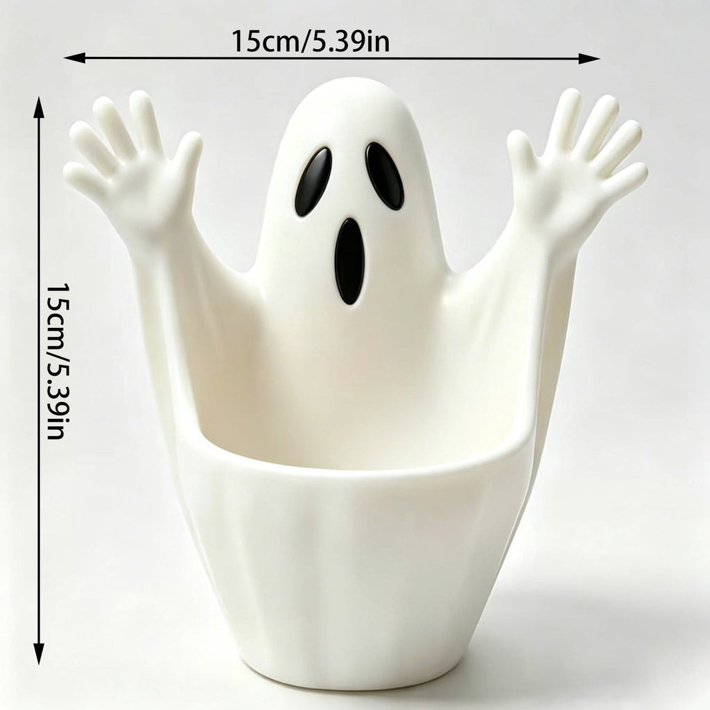 Diceymbol Halloween Pumpkin Snack Bowl Stand Collapsible Broomstick Candy Tray for Cupcakes & Desserts, Resin Serving Platter with Ceramic Pumpkin Bowls