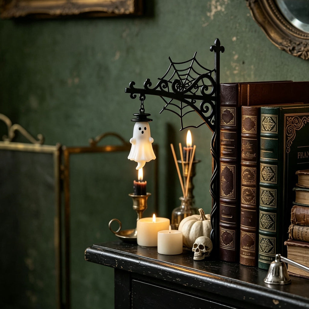 Nkmbld Halloween Bookshelf Lamp, Vintage Library Lantern Decorative Bookshelf Lighting, Hanging Ghost Lantern Book Shelf Light, Halloween Decorations Indoor