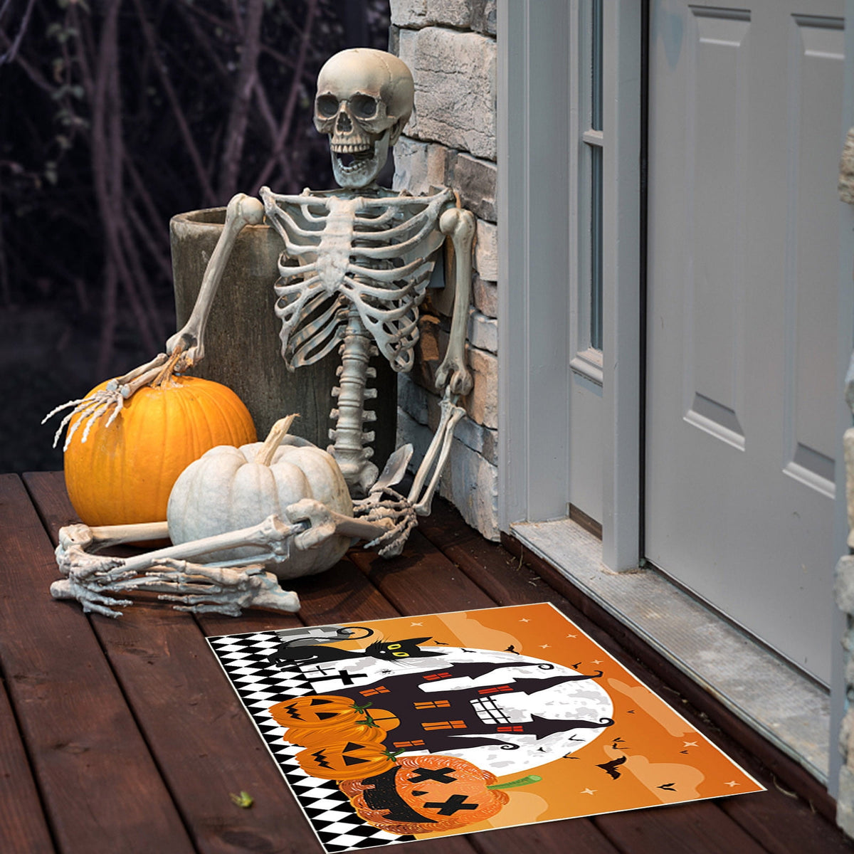 Stijggn Halloween Kitchen Mats for Floor Halloween Rugs Halloween Thanksgiving Decorations Doormat, Welcome Mats for Front Door,Spooky Outdoor Mats for Home Decor Holiday Decorative