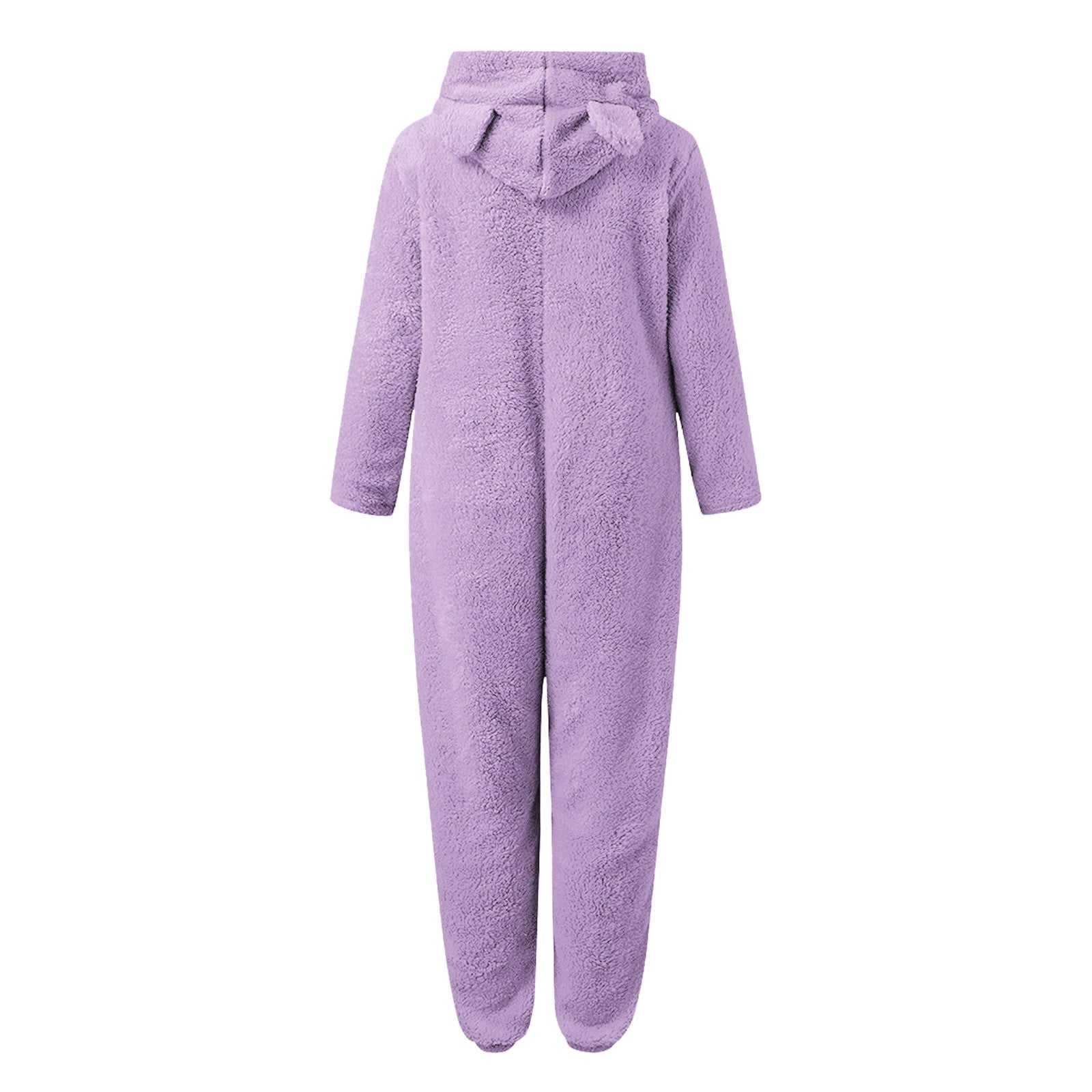 QATAINLAV Sherpa Fleece Jumpsuit for Women Winter Warm Fuzzy Onesie Pajamas Cute Cat Hooded Romper Casual Zip Up Overalls Sleepwear Black XL