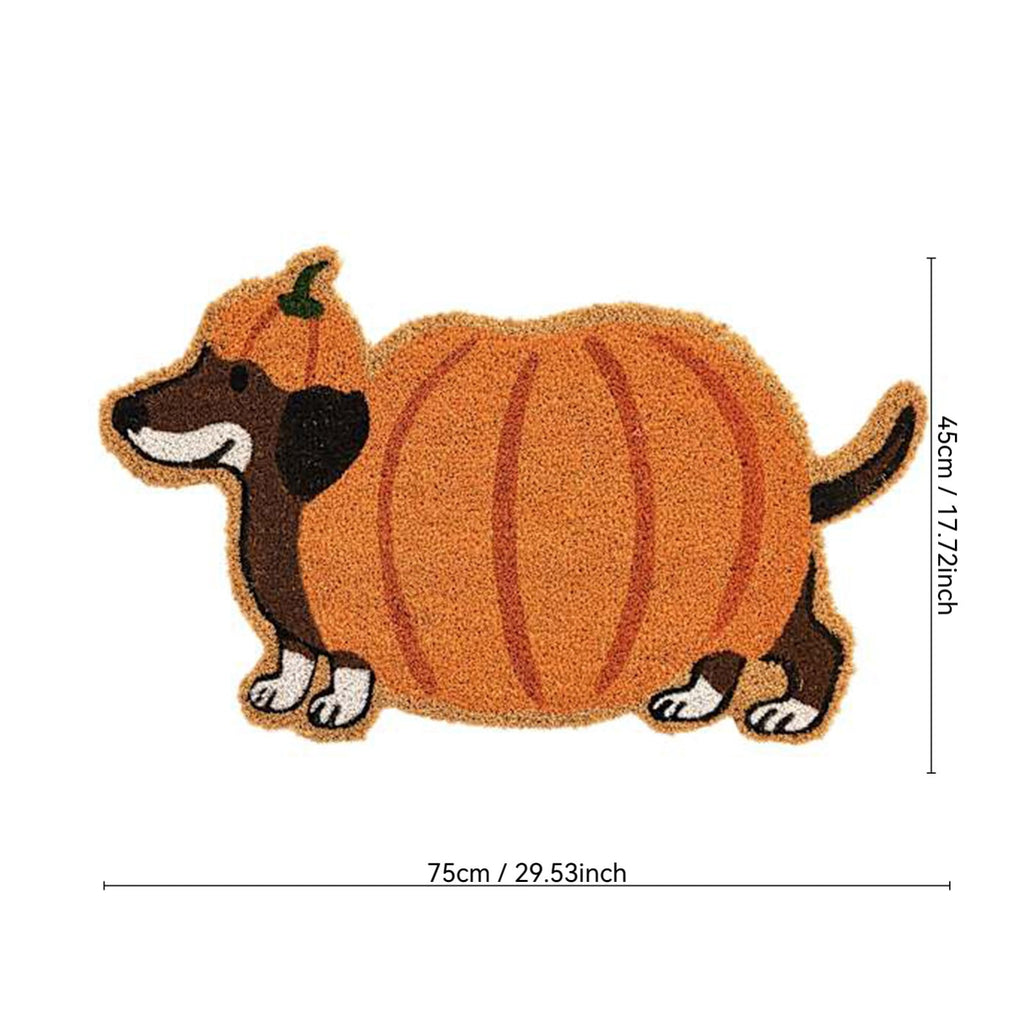 Halloween Dachshund Door Mat, 30"×18" Non-Slip Pumpkin Dachshund Floor Rug, Mat for Home Porch Fall Decor & Pet Lover Housewarming Gift