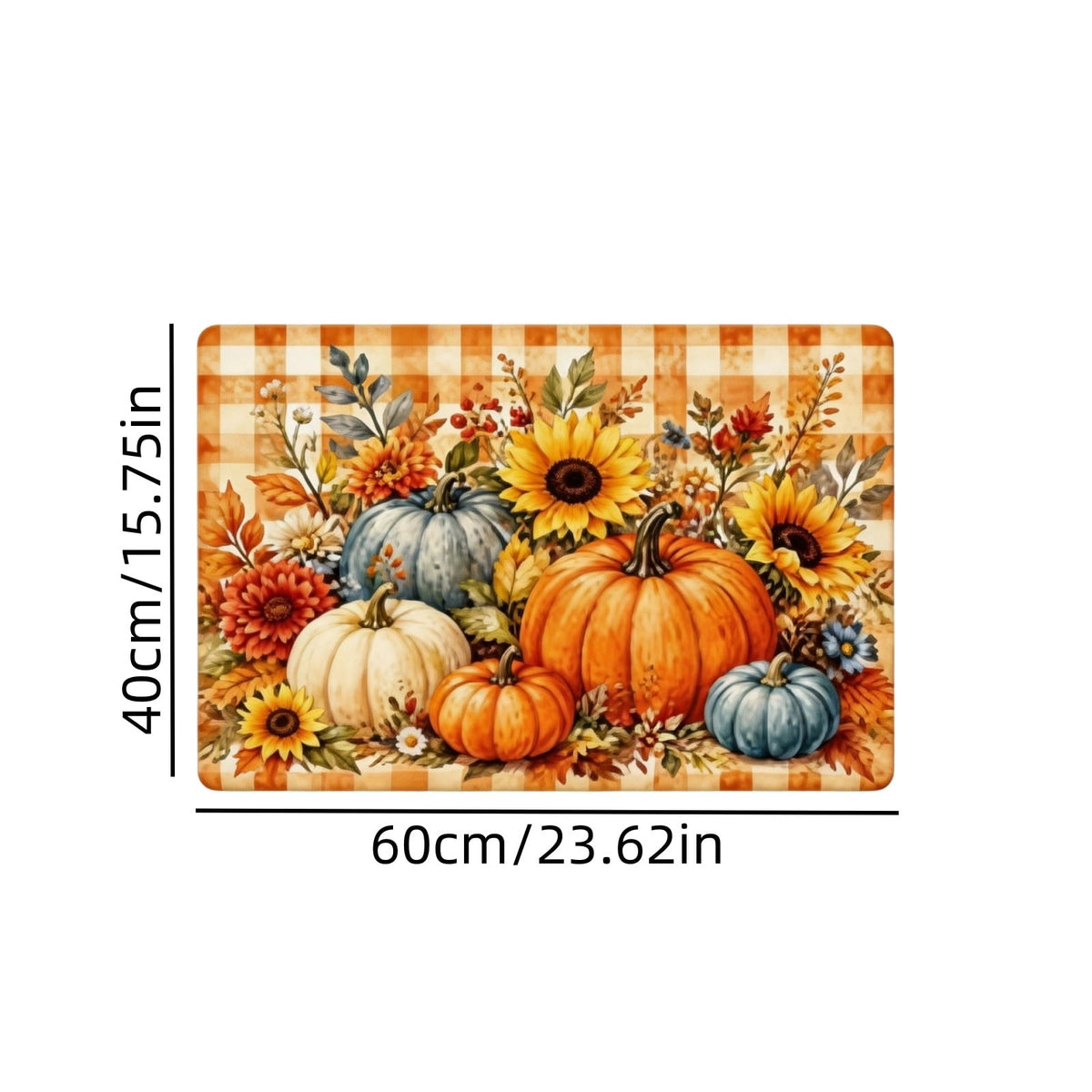 syligr Halloween Thanksgiving Doormat with Maple Leaf & Pumpkin Patterns - Non-Slip Floor Mat for Entryway, Kitchen, Porch, Fall Harvest Decor Rug with Anti-Fatigue Backing, Gift for Thanksgiving