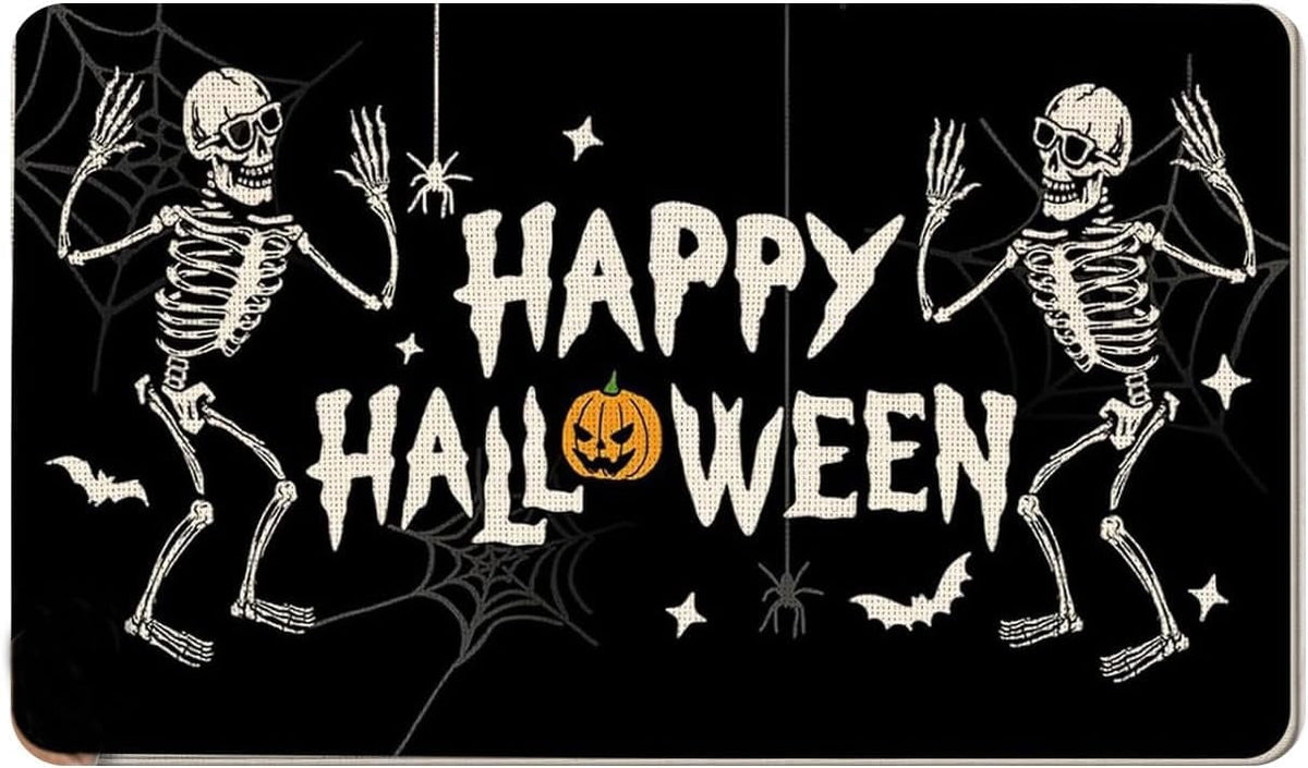 ASKETAM Halloween Doormat Indoor/Outdoor Non-Slip Carpet 19.5" x 31.3" (Dancing Skeleton)