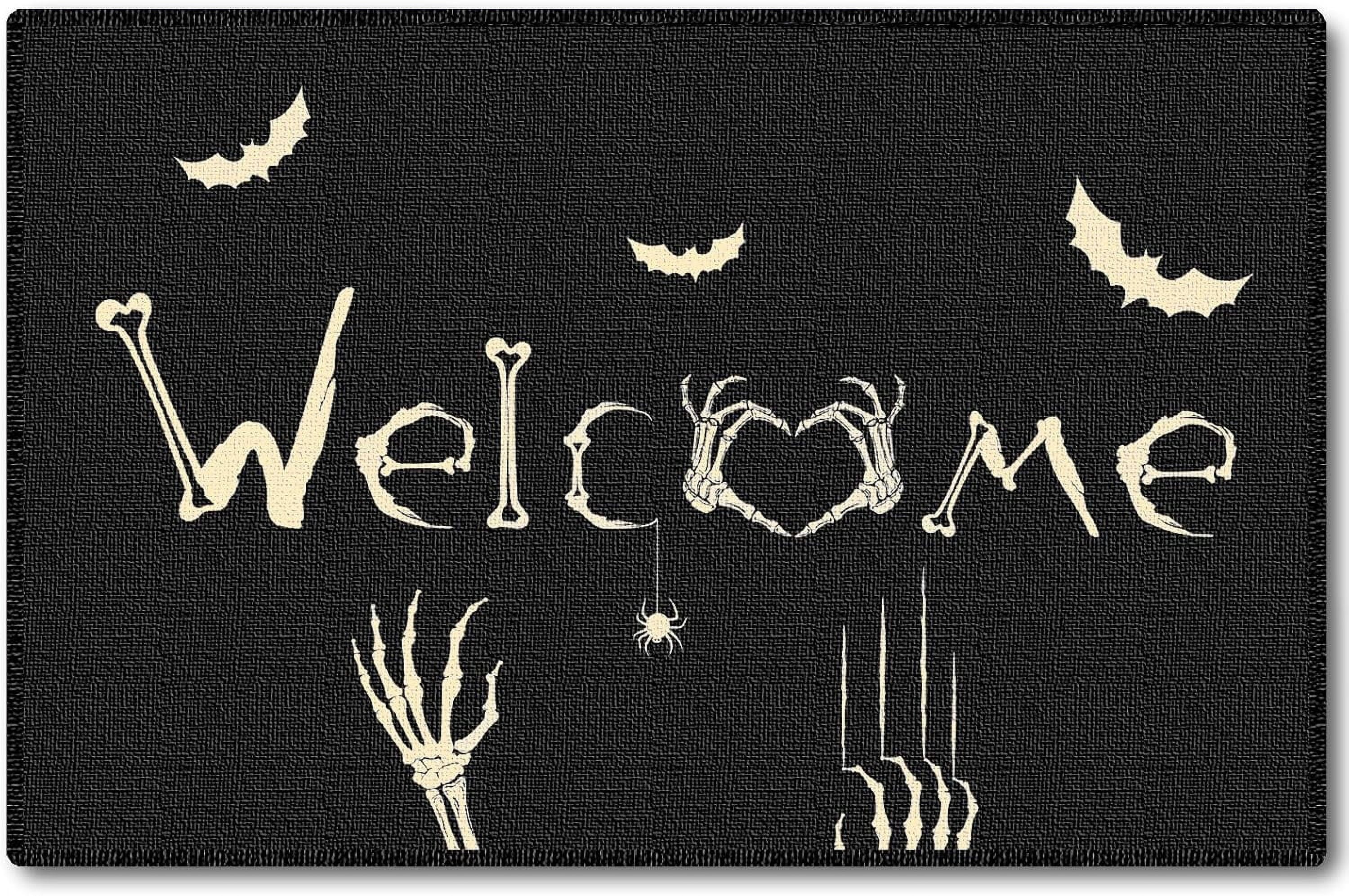 ASKETAM Halloween Doormat Indoor/Outdoor Non-Slip Carpet 19.5" x 31.3" (Skeleton Bat)
