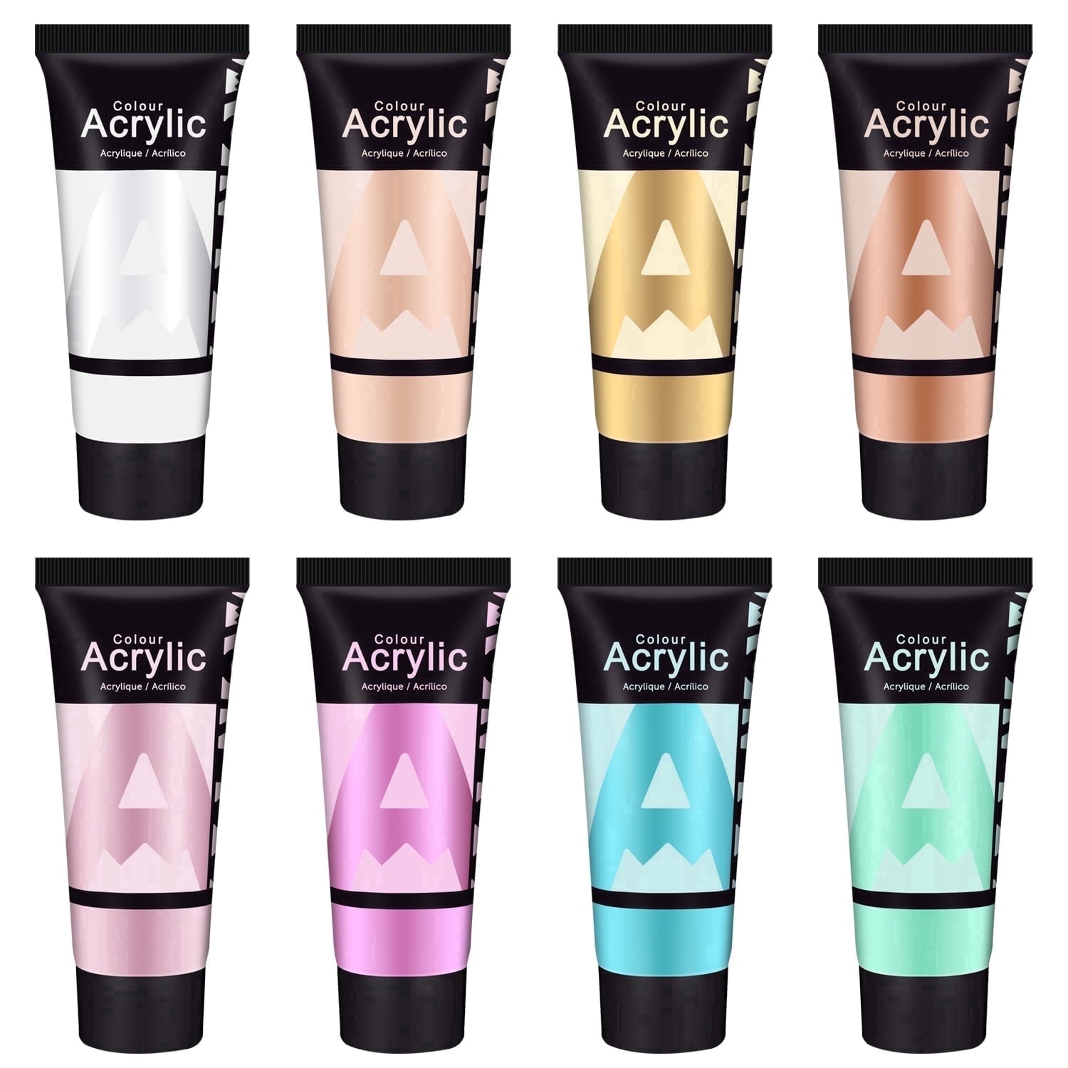 AUREUO Galaxy Glitter Acrylic Paint Set - 8 Twinkle Colors 0.71 Fl Oz / 21ml Tubes Sparkling Art Paints for Crafts Decor Non-toxic Painting Supplies for Artists