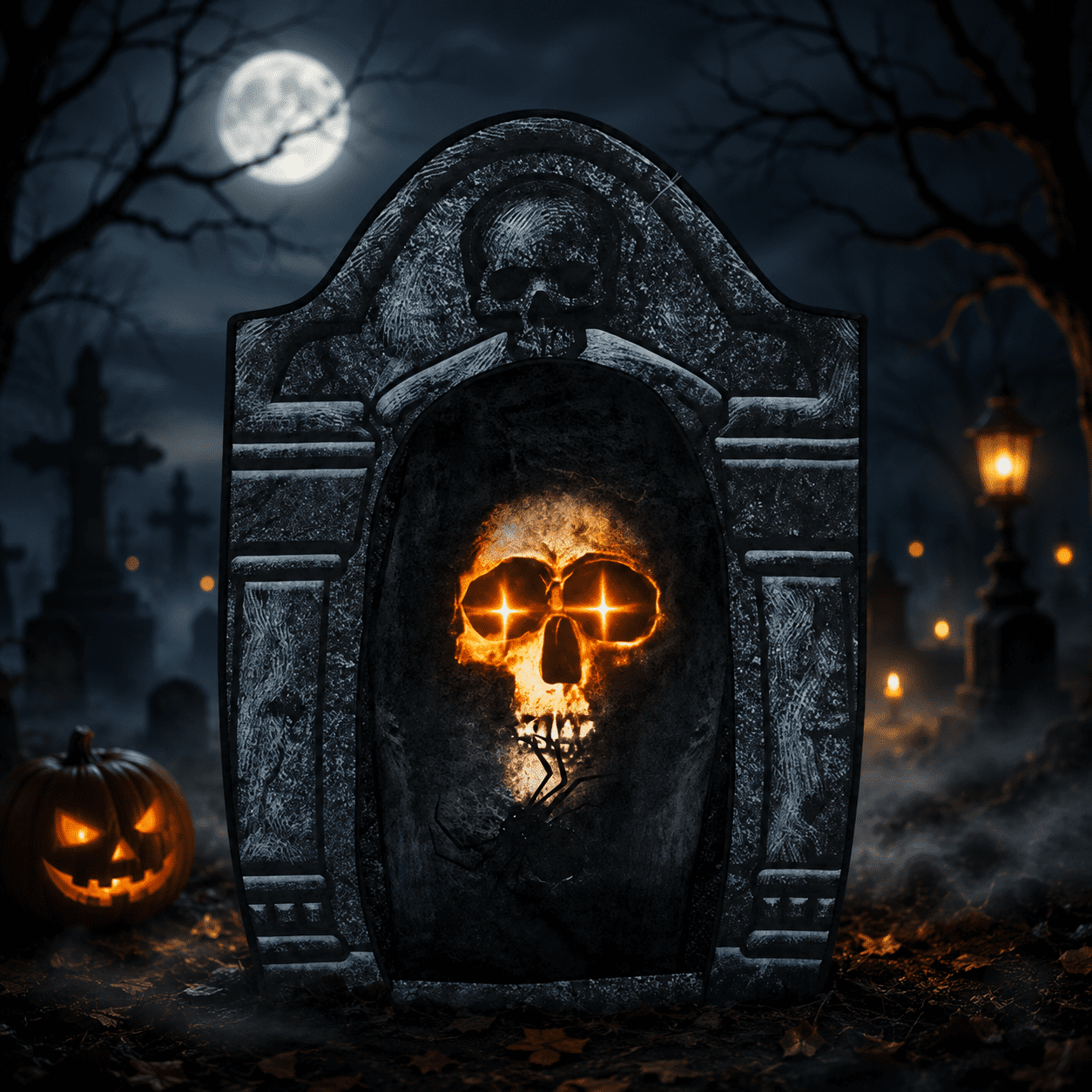 Wondiair 41" Halloween Tombstone with Lighted Skeleton, Outdoor Halloween Graveyard Decoration for Yard, Lawn, Porch & Haunted House