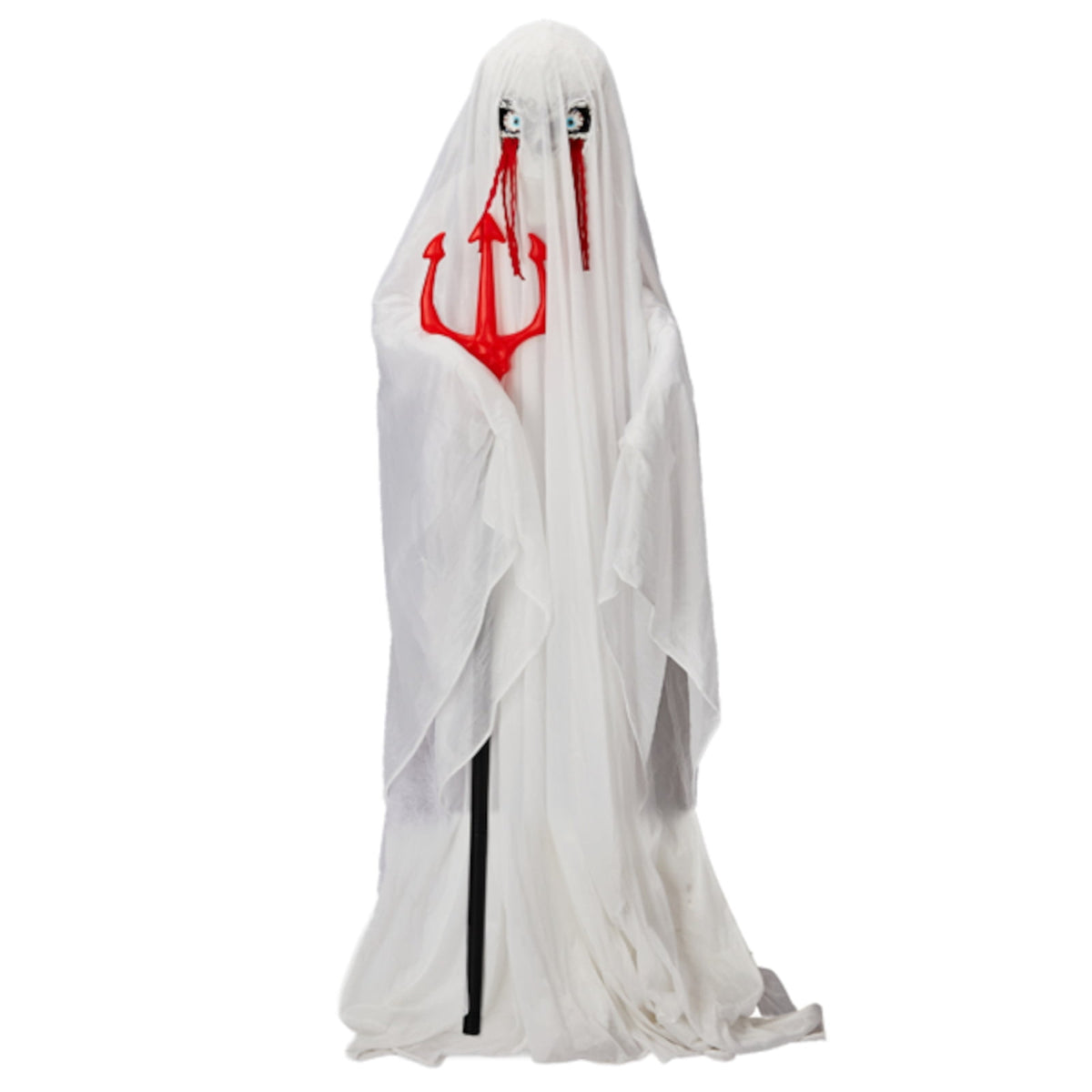 Alvantor Halloween Animated Decorations - 4.3 FT Sound-Activated Ghost with Trident, Green LED Lights and Creepy Sounds
