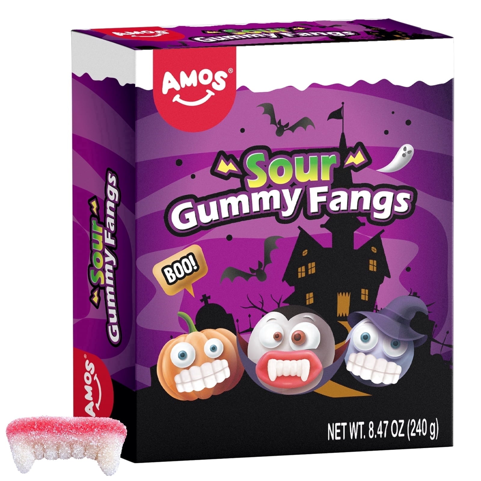 AMOS Cotton Candy Halloween Pizza, Eyeballs Candy for Party, Gluten-Free, 6 Count, 6.35 oz