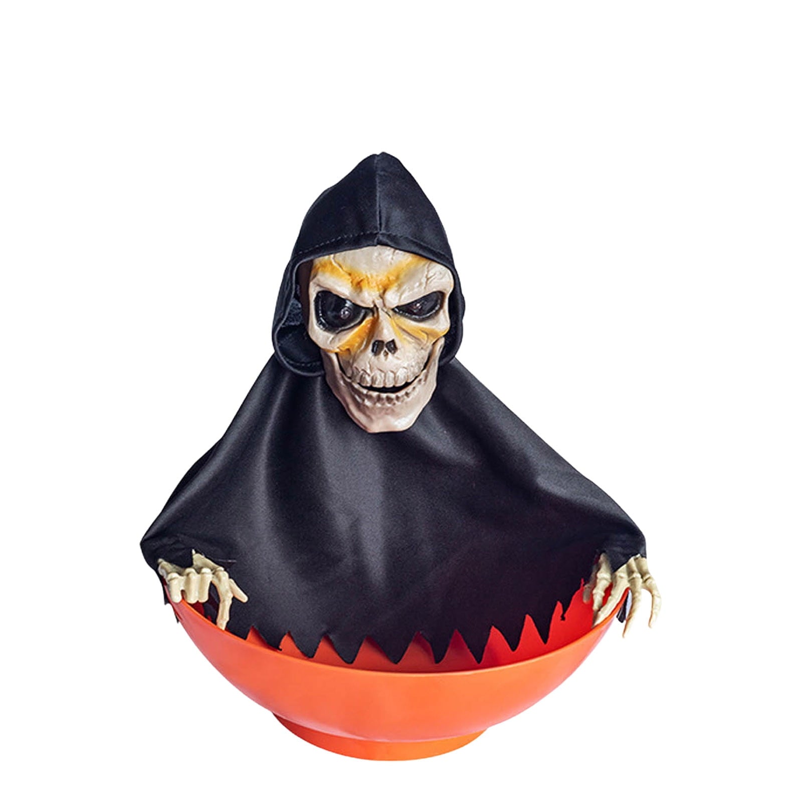 Animated Halloween Candy Bowl - Motion-Activated Skull with LED Eyes & Sound - Screaming Trick or Treat Candy Dish for Prank Decor