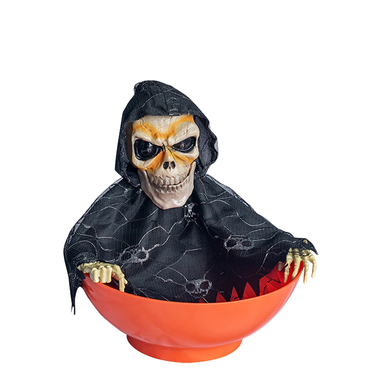 Animated Halloween Candy Bowl - Motion-Activated Skull with LED Eyes & Sound - Screaming Trick or Treat Candy Dish for Prank Decor