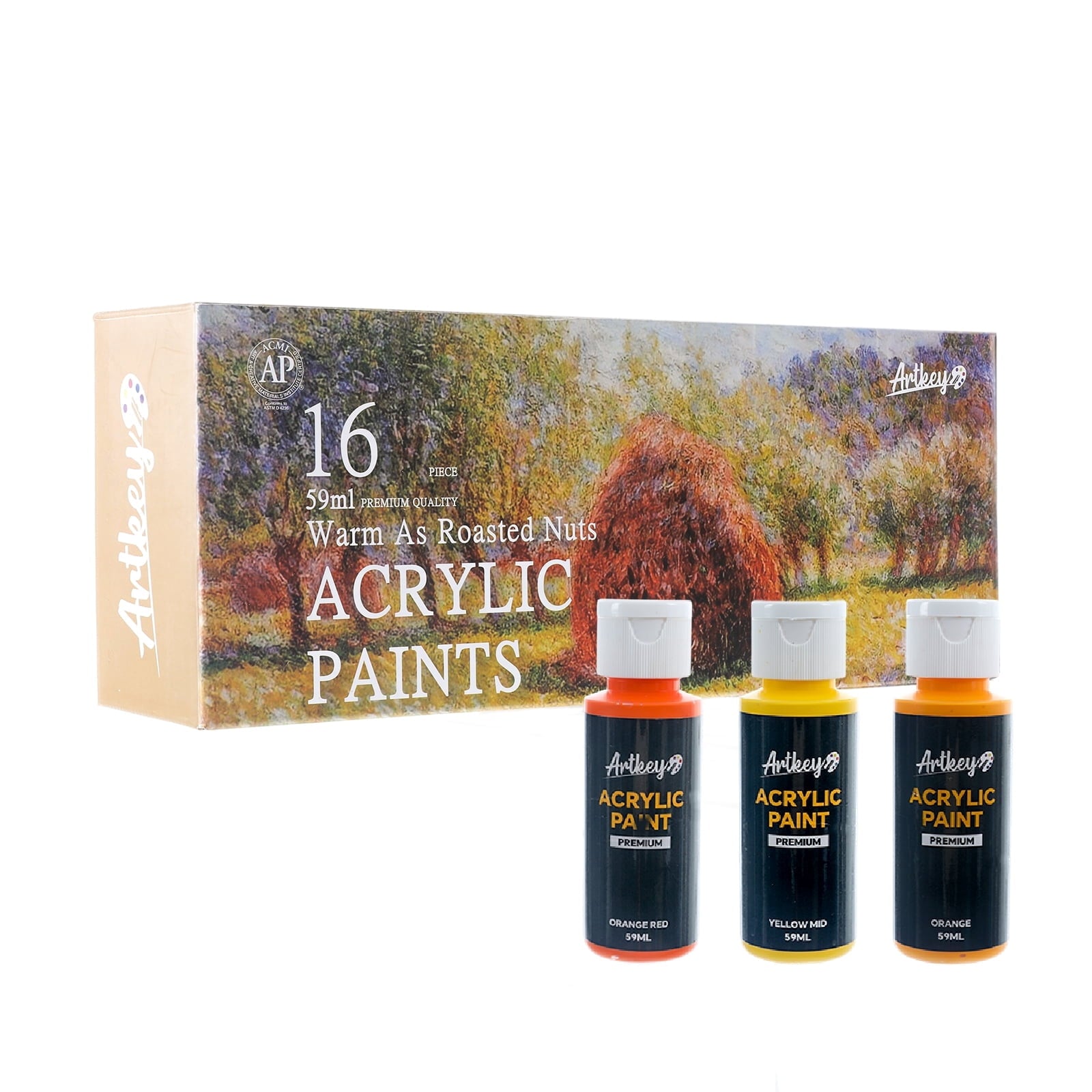 Artkey Acrylic Craft Paint Set, Festival, 24 Colors (2-Ounce)