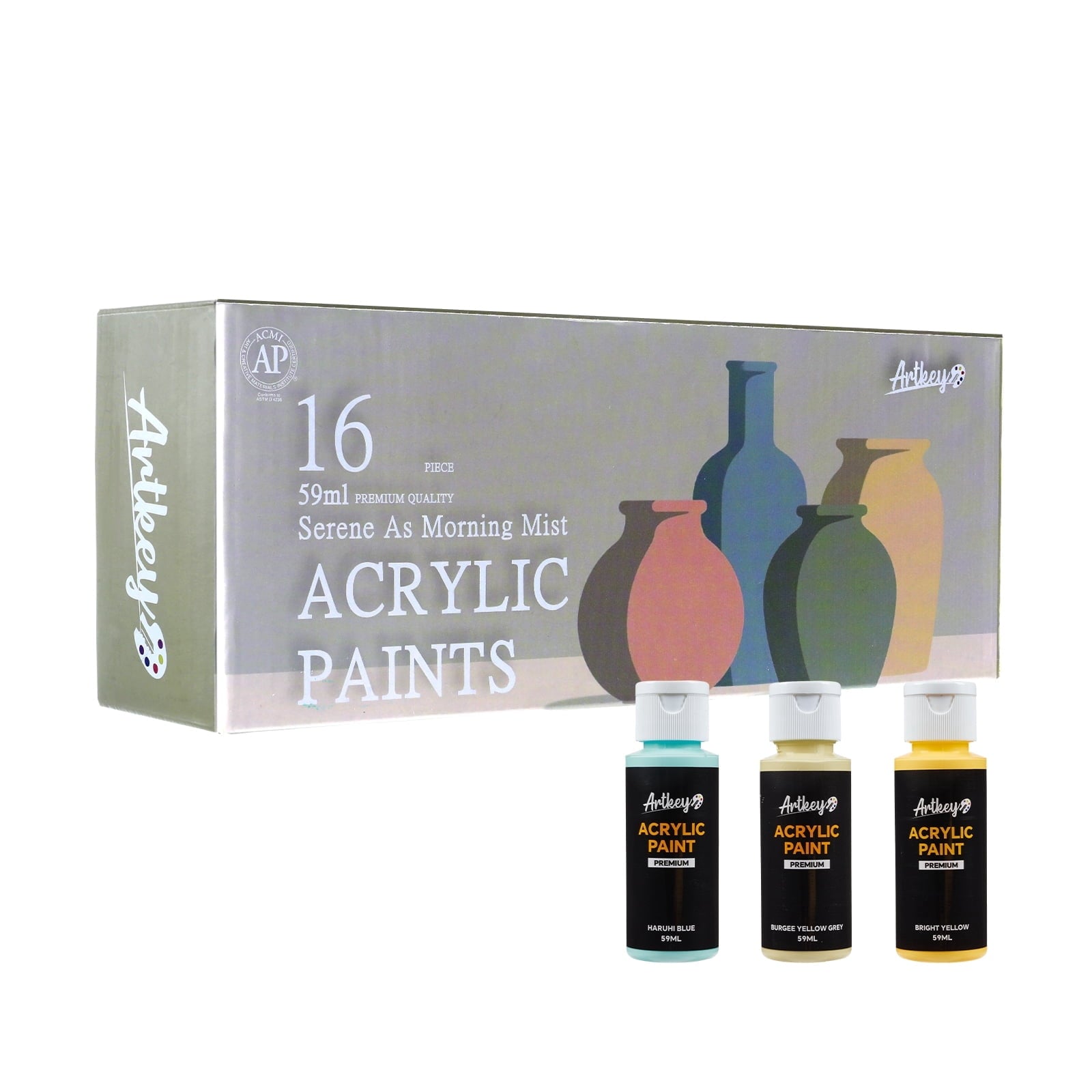 Artkey Acrylic Craft Paint Set, Festival, 24 Colors (2-Ounce)