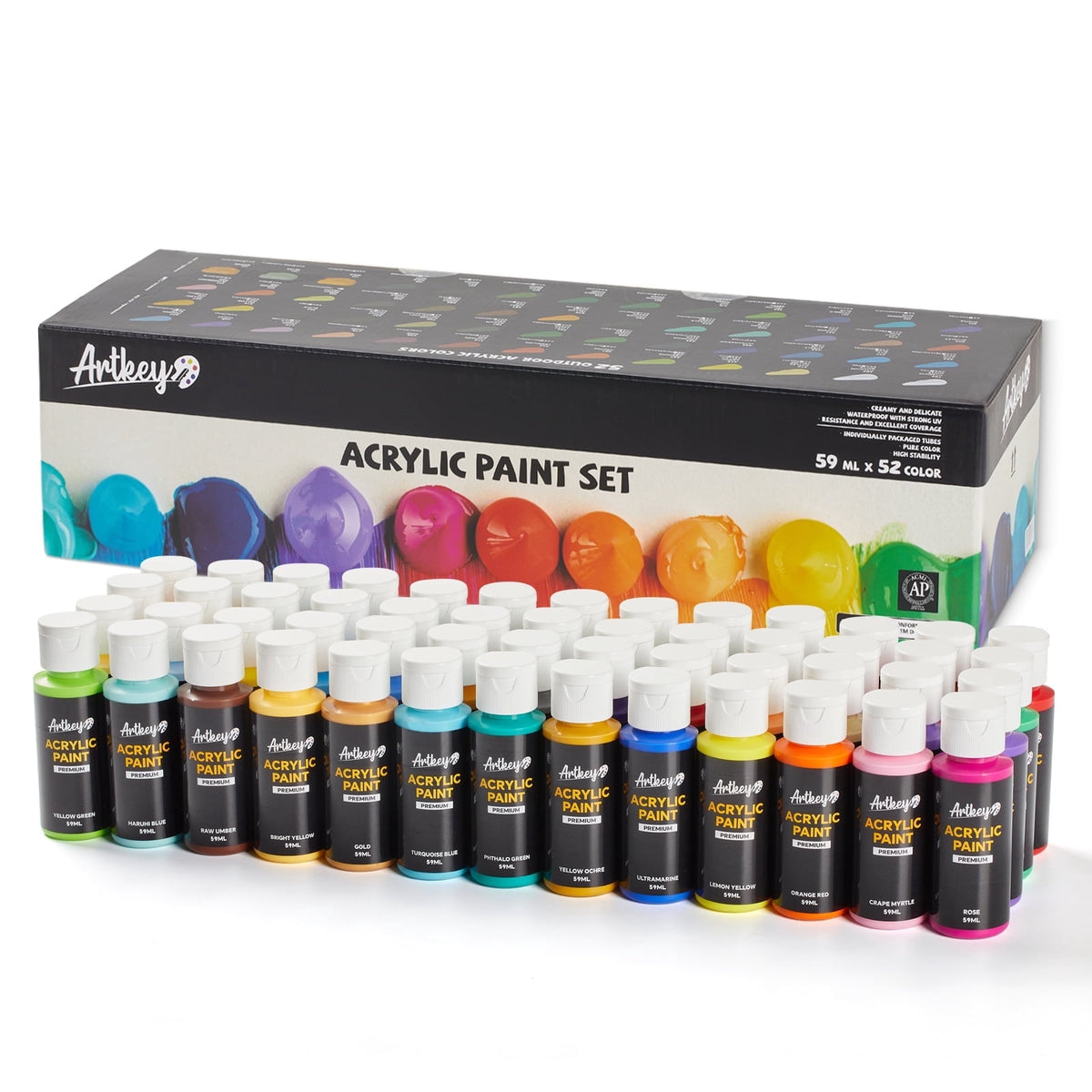 Artkey Acrylic Craft Paint Set, Festival, 24 Colors (2-Ounce)