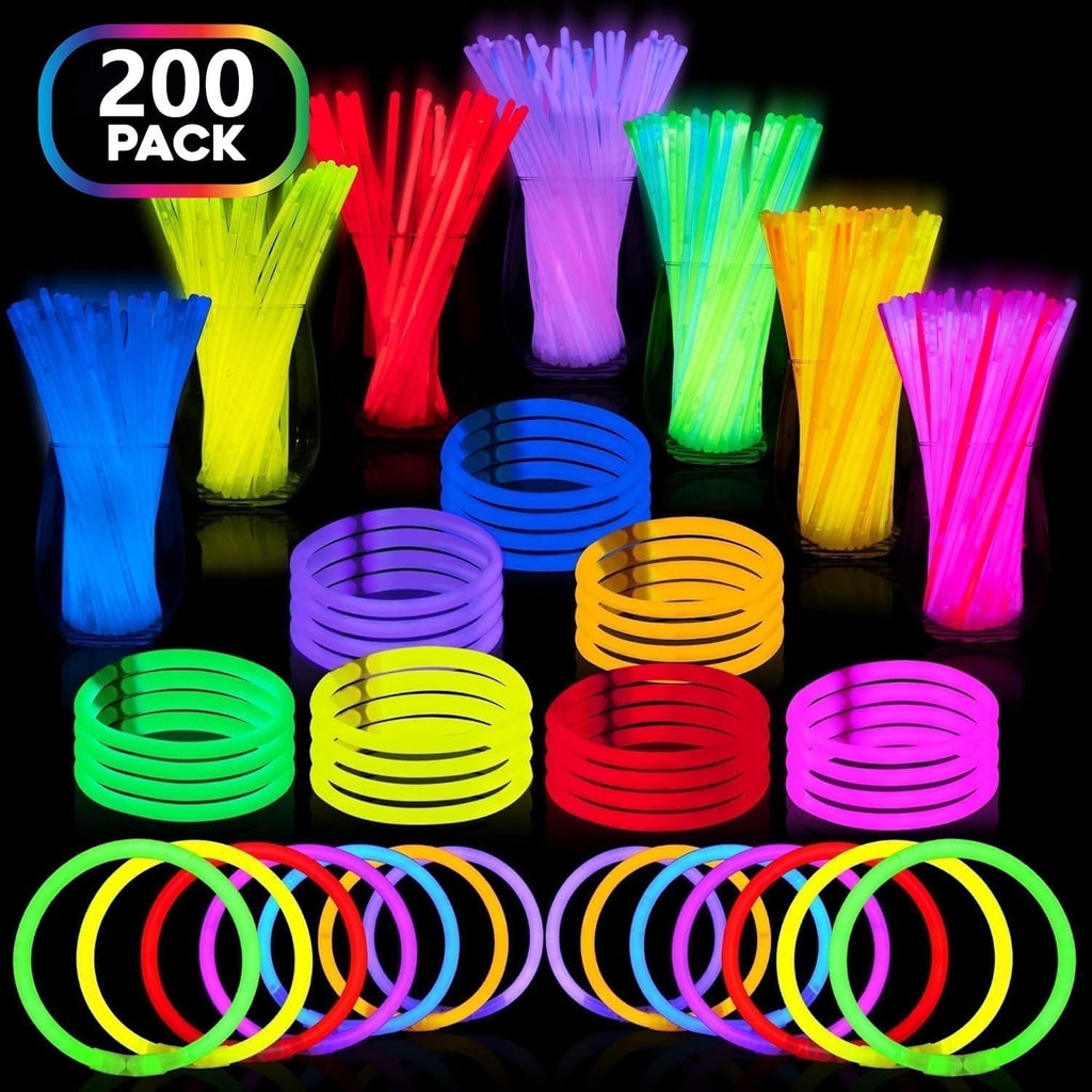 Ayieyill 200pcs Glow Sticks Bulk Party Pack 8" Halloween Glow Sticks for Kids Glow in The Dark Party Supplies