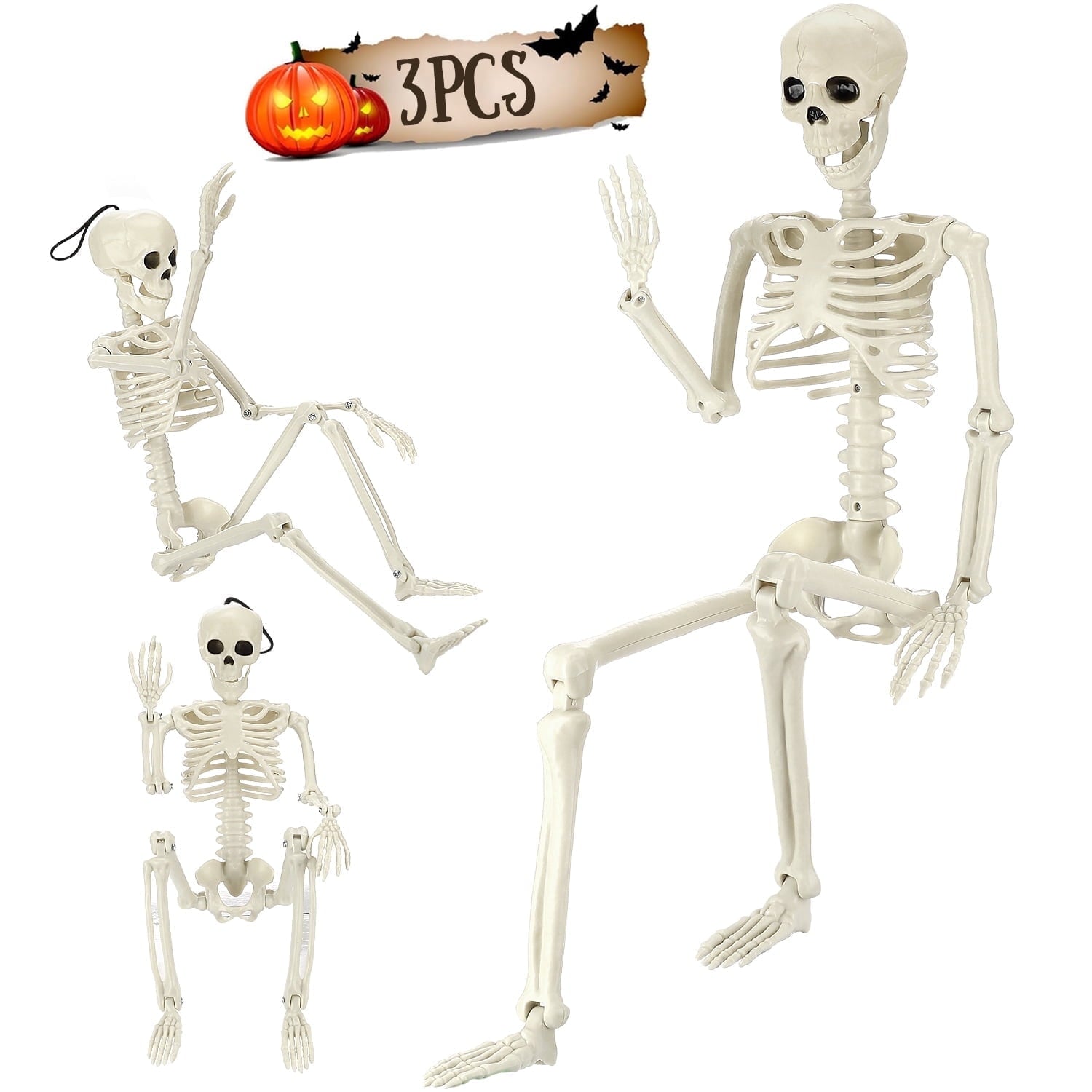 Ayieyill 2pcs Skeleton and Dog Skeleton Halloween Decorations Posable Skeletons Halloween Decorations Indoor Outdoor
