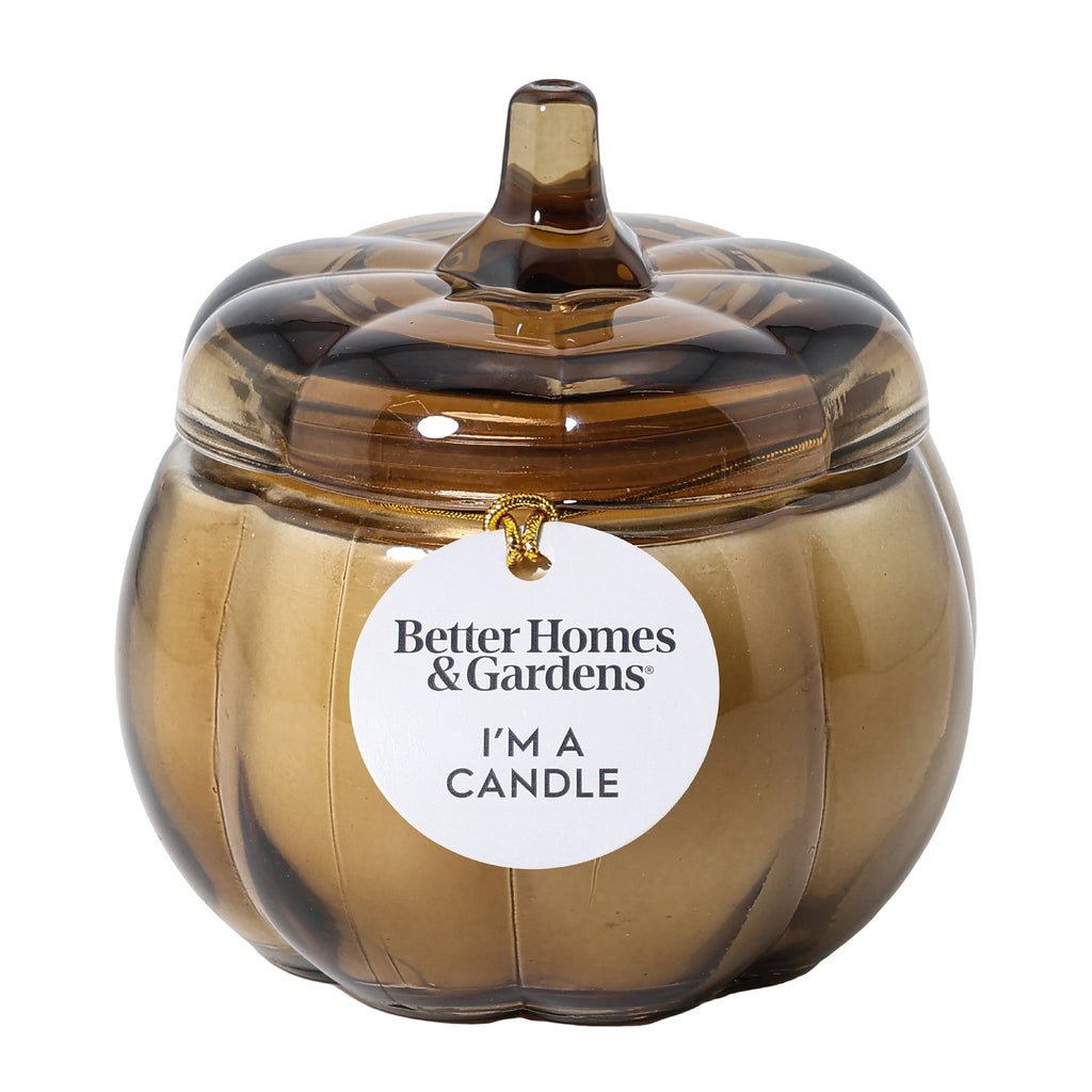 Better Homes & Gardens 5 oz Glass Pumpkin Jar Candle, Pumpkin Snickerdoodle Swirl