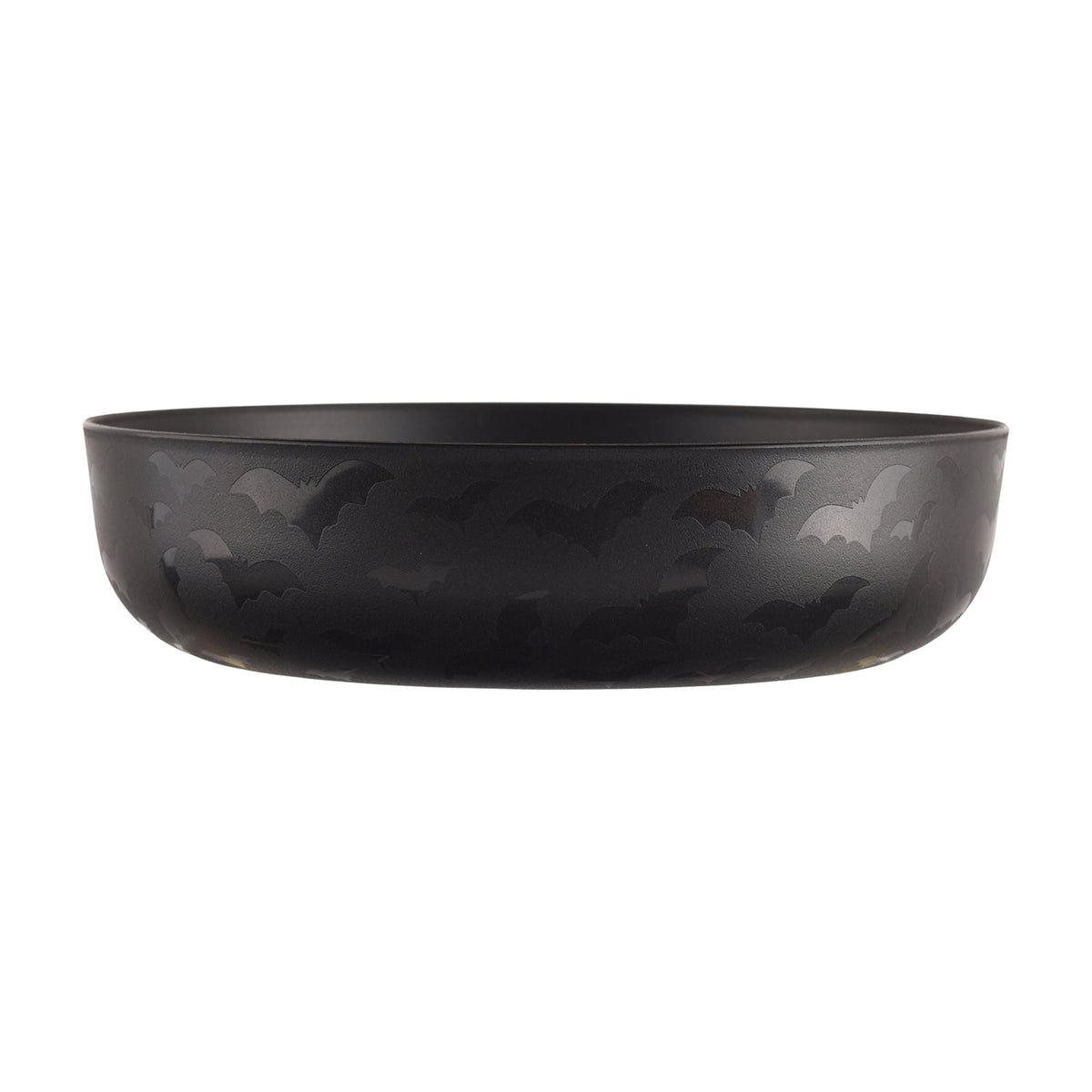Mainstays 42 oz Round Plastic Dinner Bowl, Etched Bats, Black
