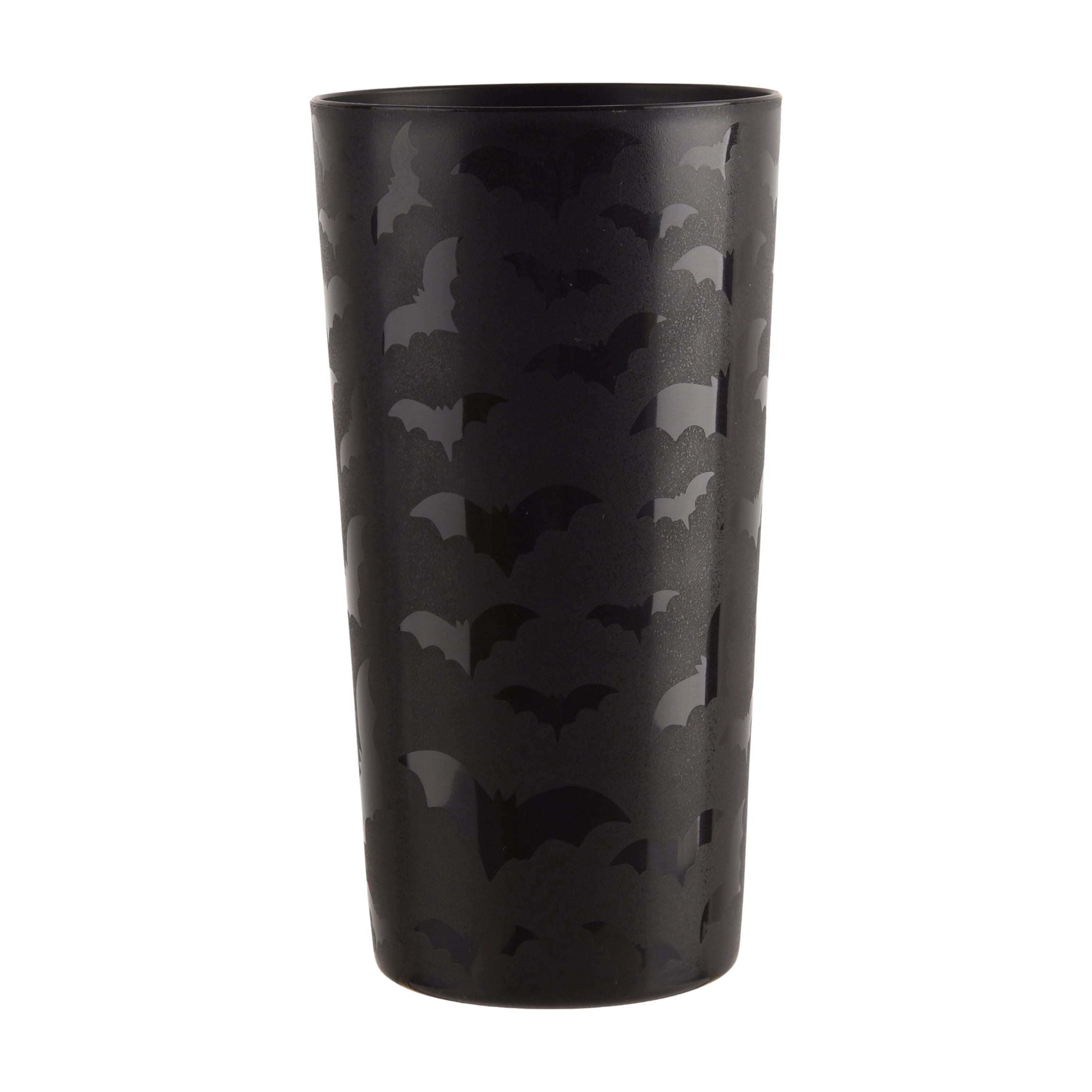 Mainstays 26 Ounce Round Plastic Etched Bat Tumbler, Black