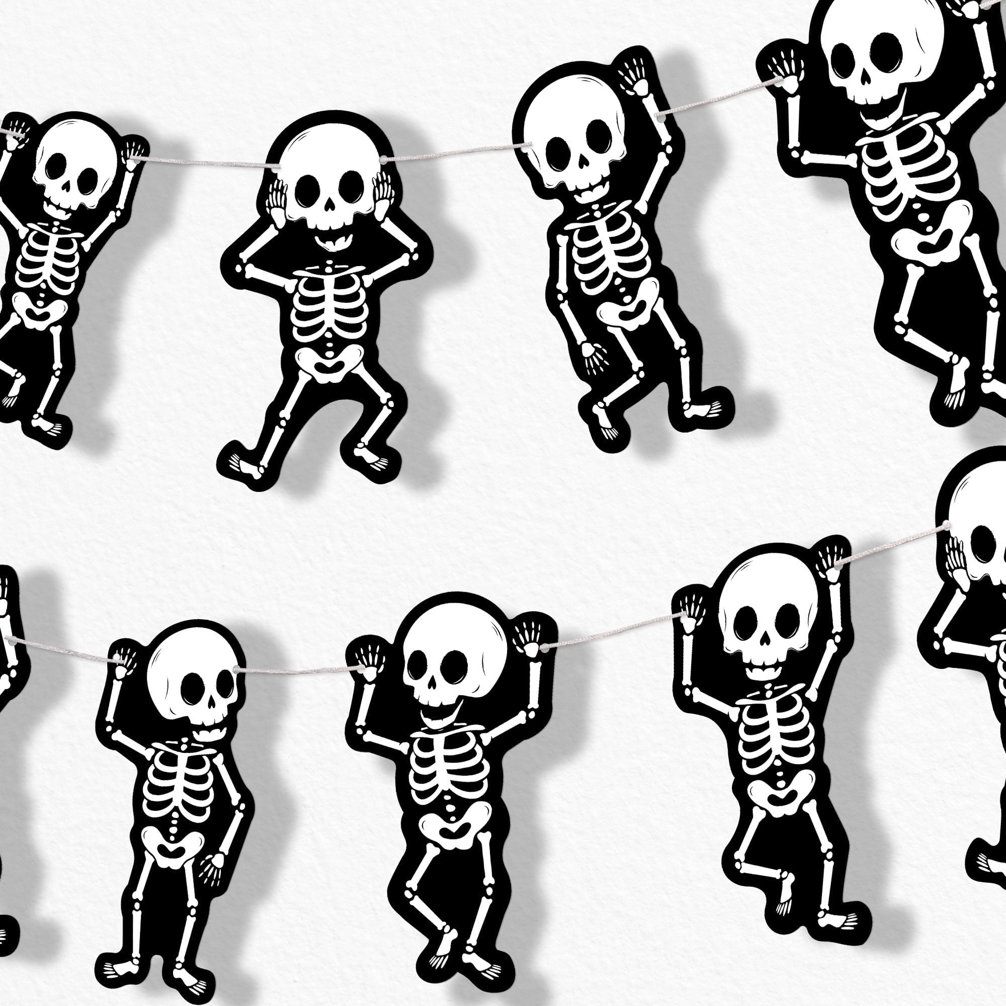 Big Dot of Happiness Skeletons Garland Banner, Halloween Party Decorations Backdrop, 30 Feet of Cord, 15 Paper Dancing Skeleton Bones