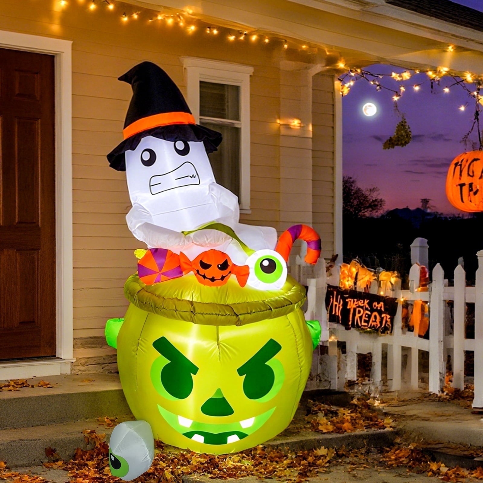 Bmag 6FT Halloween Inflatables Outdoor Decorations, Whimsical Inflatable Ghost Halloween Decor with Built-in 3 LEDs for Yard Garden Lawn Party Holiday Decor