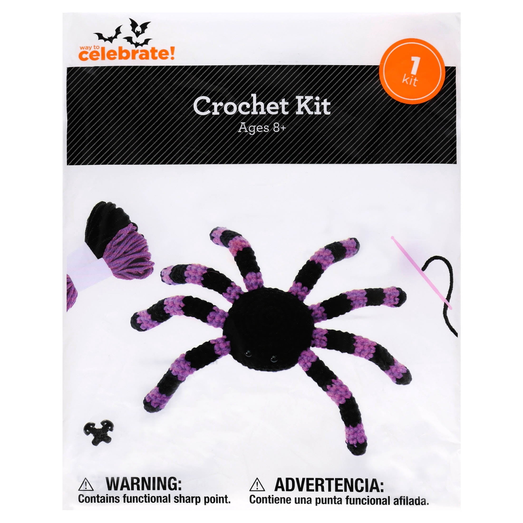 Spider Crochet Kit, Purple and Black, Halloween by Way To Celebrate