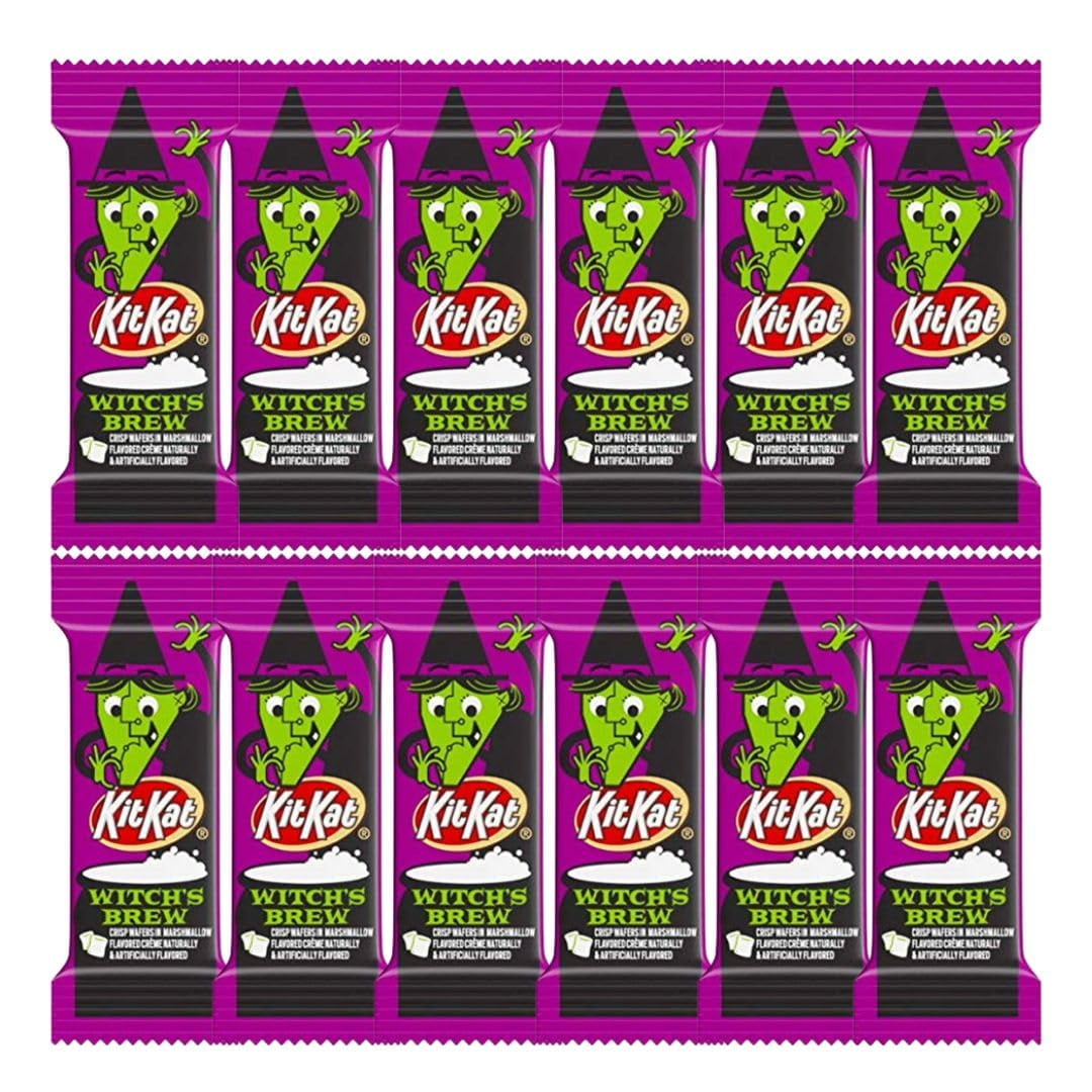 CandyKrave Kit Kat Halloween Candy Witches Brew - Assorted Milk Chocolate and Creme Snack Size Bars, Free Frosted Shipping Bag, 1 pound Bulk Bag 25 Pieces