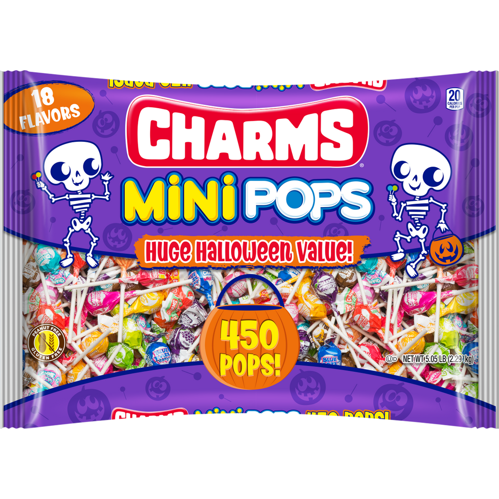 Charms Halloween Mini Lollipops Bag 5.05 lb, 450 Count. Individually Wrapped Halloween Lollipops. Gluten Free & Peanut-Free