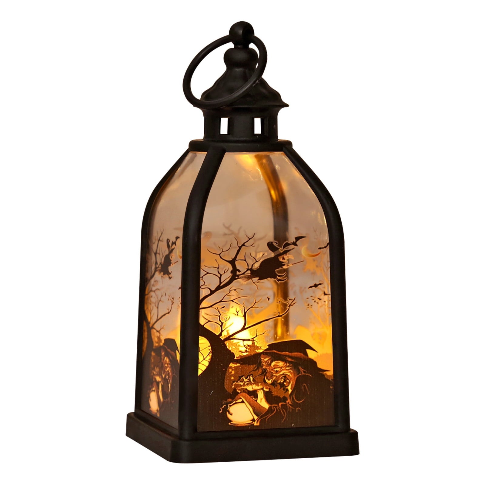 Cheapark Halloween Lanterns Decorations, Battery Operated Black Pumpkin Witch Lanterns, Flickering Light For Indoor Party Home Decor