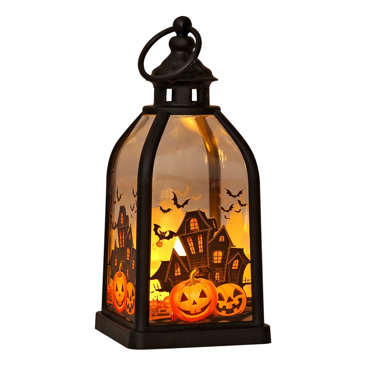 Cheapark Halloween Lanterns Decorations, Battery Operated Black Pumpkin Witch Lanterns, Flickering Light For Indoor Party Home Decor
