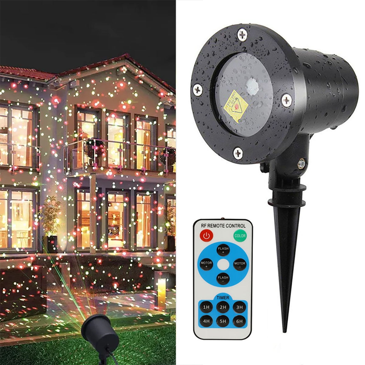 Christmas Projector Lights Outdoor, Waterproof Christmas Laser Lights Landscape Spotlight Decorative Stage Lights with Red and Green Lights for Party Garden Patio Wall Ceiling Floor