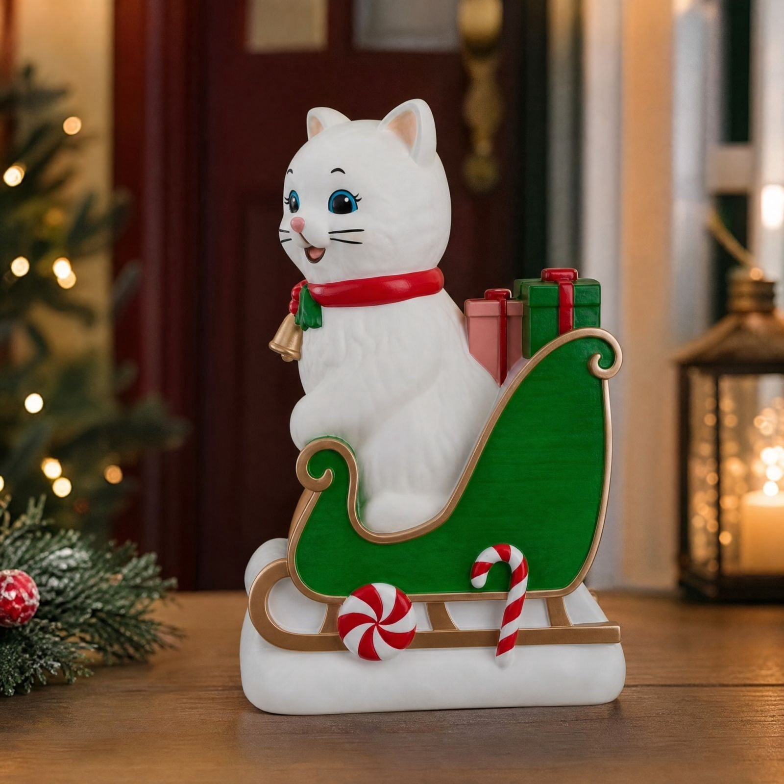 Clearance! Christmas Golden Retriever Statue with LED Lights, Cute Dog Holding Puppy Figurine, Christmas Decoration Indoor Outdoor, Gift for Kiddo Adults