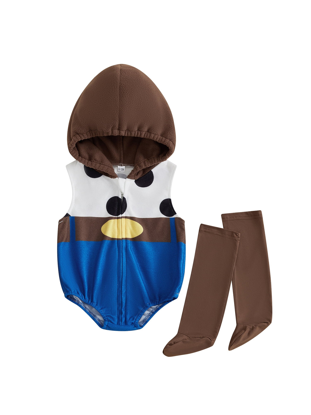 Cjfdfy Newborn Baby Boy Girl Halloween Animal Costume Infant Baby Fox Puppy Dog Frog Poached Egg Costume Fall Winter Sleeveless Hooded Zipper Romper Leg Warmers Set Toddler Halloween Cosplay Outfits