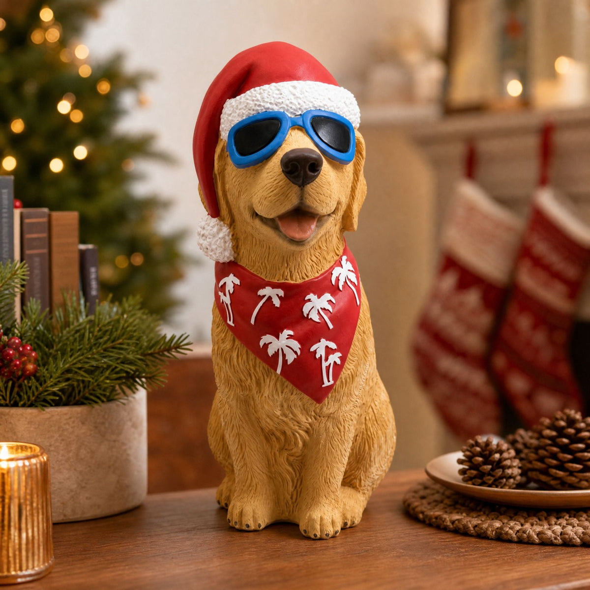 Clearance! Christmas Golden Retriever Statue with LED Lights, Cute Dog Holding Puppy Figurine, Christmas Decoration Indoor Outdoor, Gift for Kiddo Adults