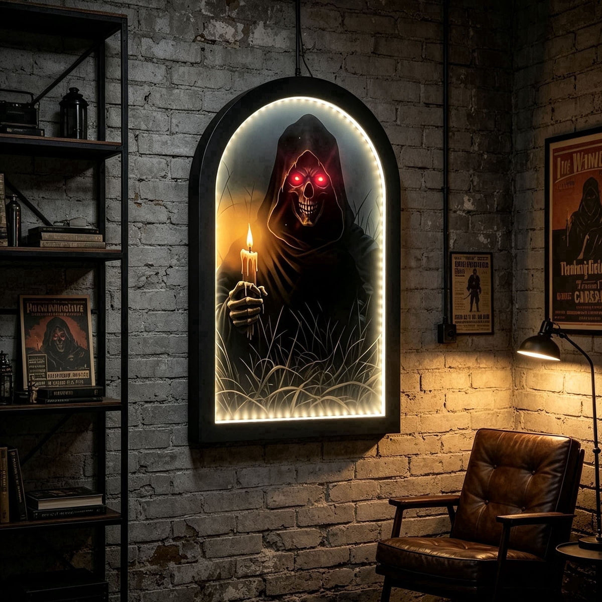 Clearance Martha Ghost Mirror! Halloween Decorations Indoor Gifts, LED Ghost Mirror Hologram,Spooky Gothic Decor,Haunted Mirror Halloween Decorations,Vintage Wall Decor for Living Room Fireplace